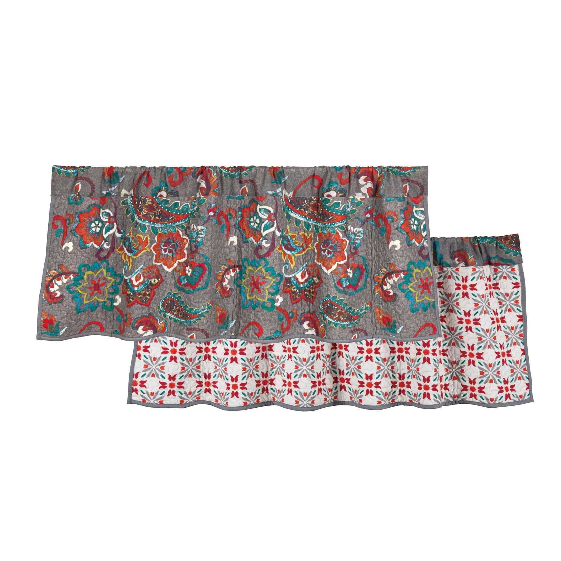 Abbie - Western Paisley Reversible Quilted Valance - Teal