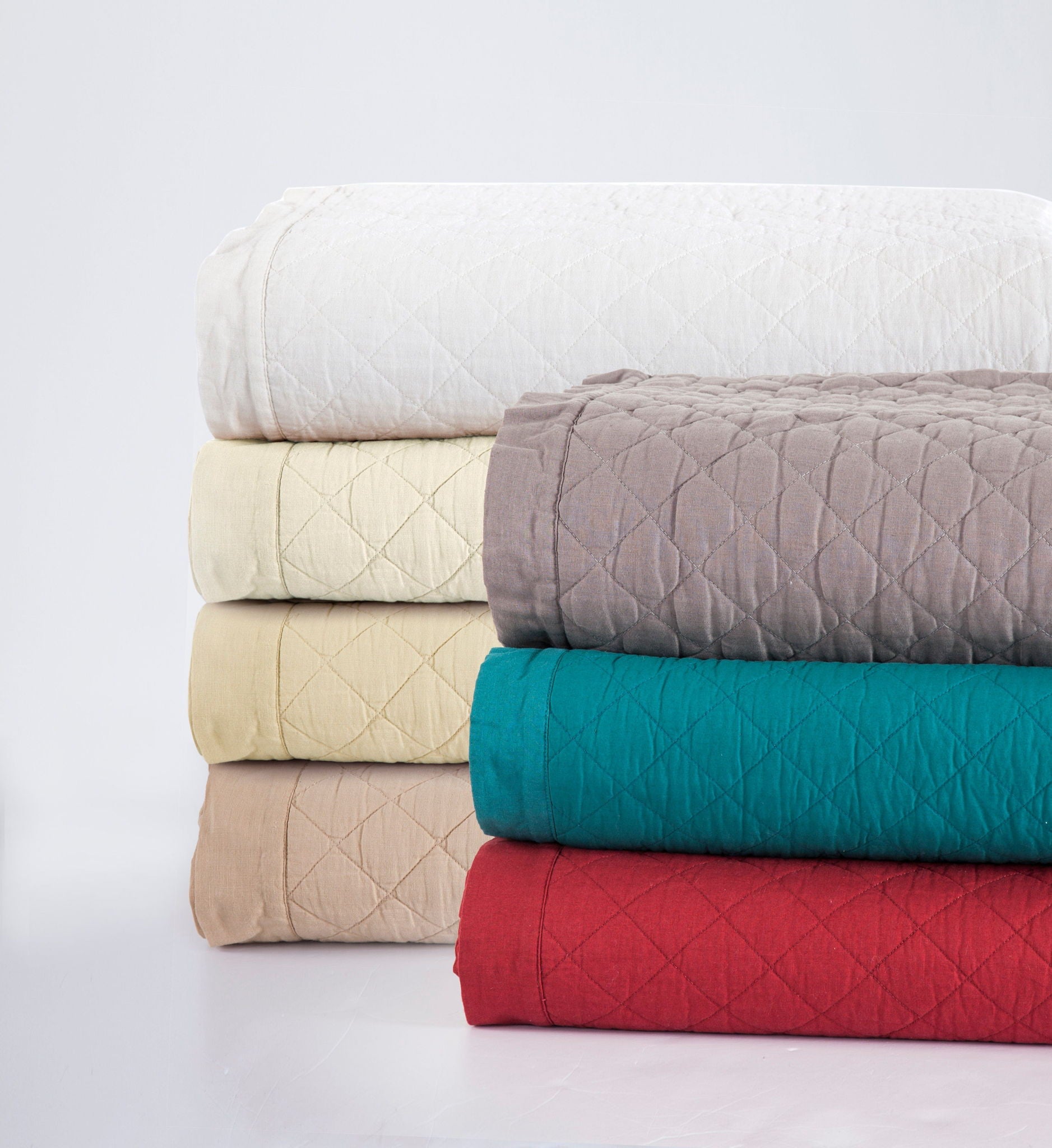 Diamond Linen - King Linen Cotton Diamond Quilt - Navy