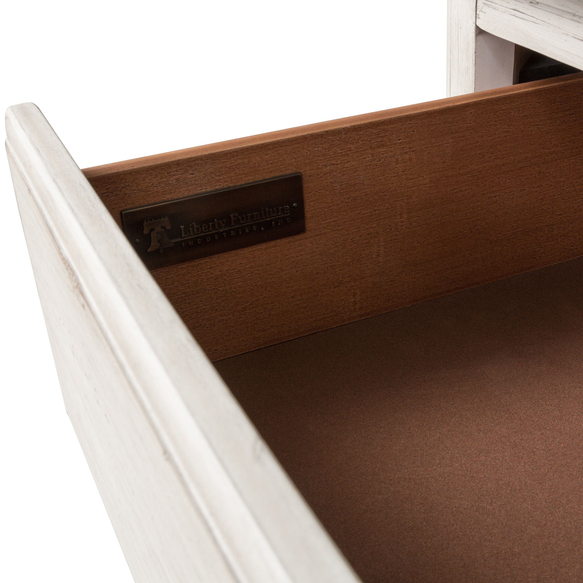 Farmhouse Reimagined - Dresser & Mirror - Antique White / Chestnut Tops