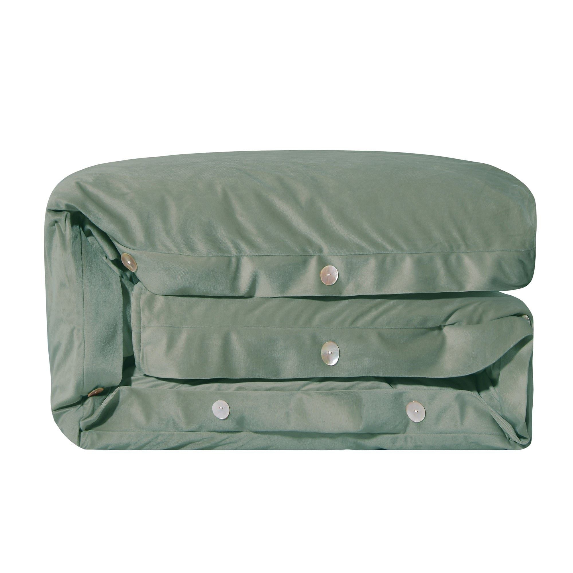 Arlington - Queen Velvet Duvet Cover - Green