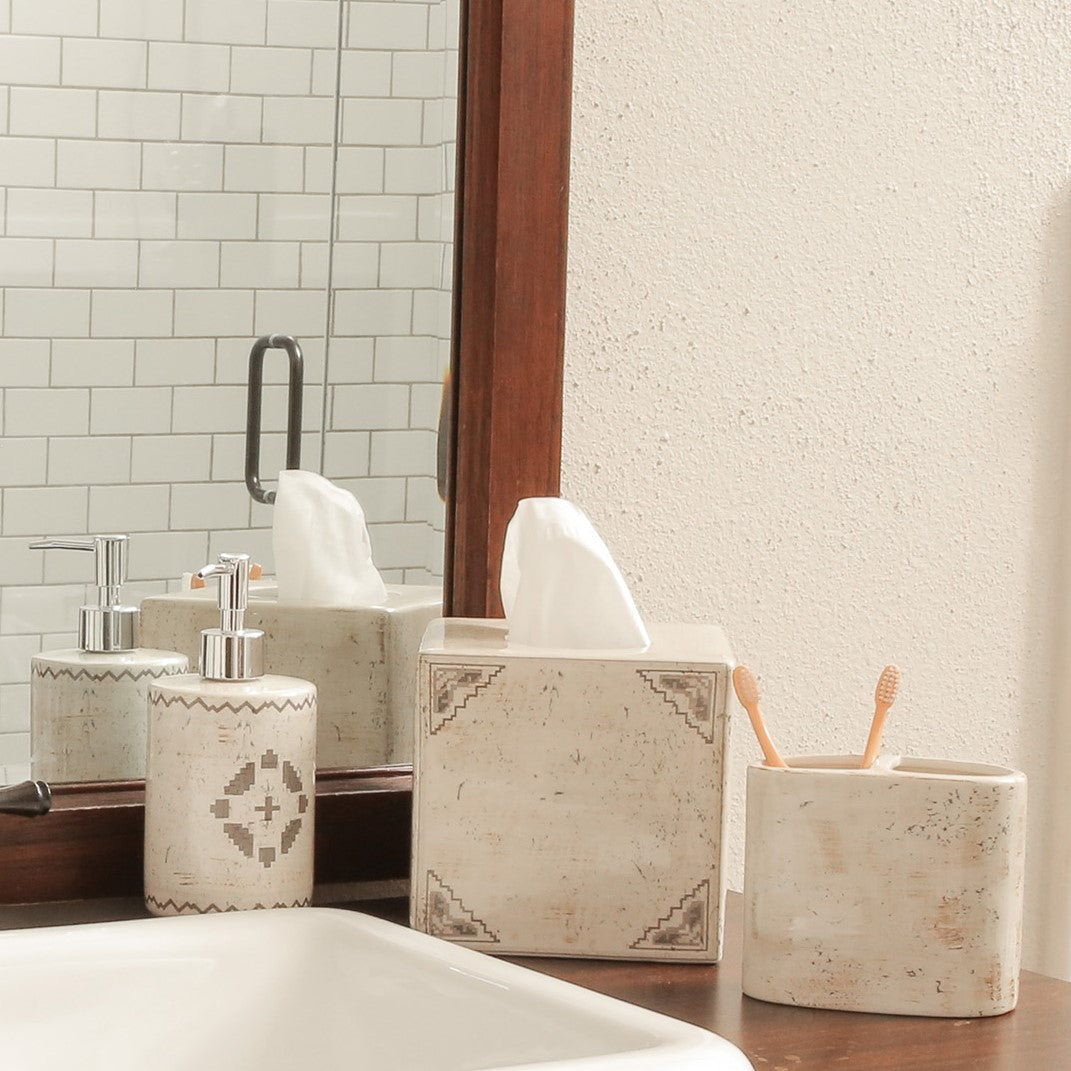 Dakota - Ceramic Tissue Box Cover, 2 Per Carton - Cream