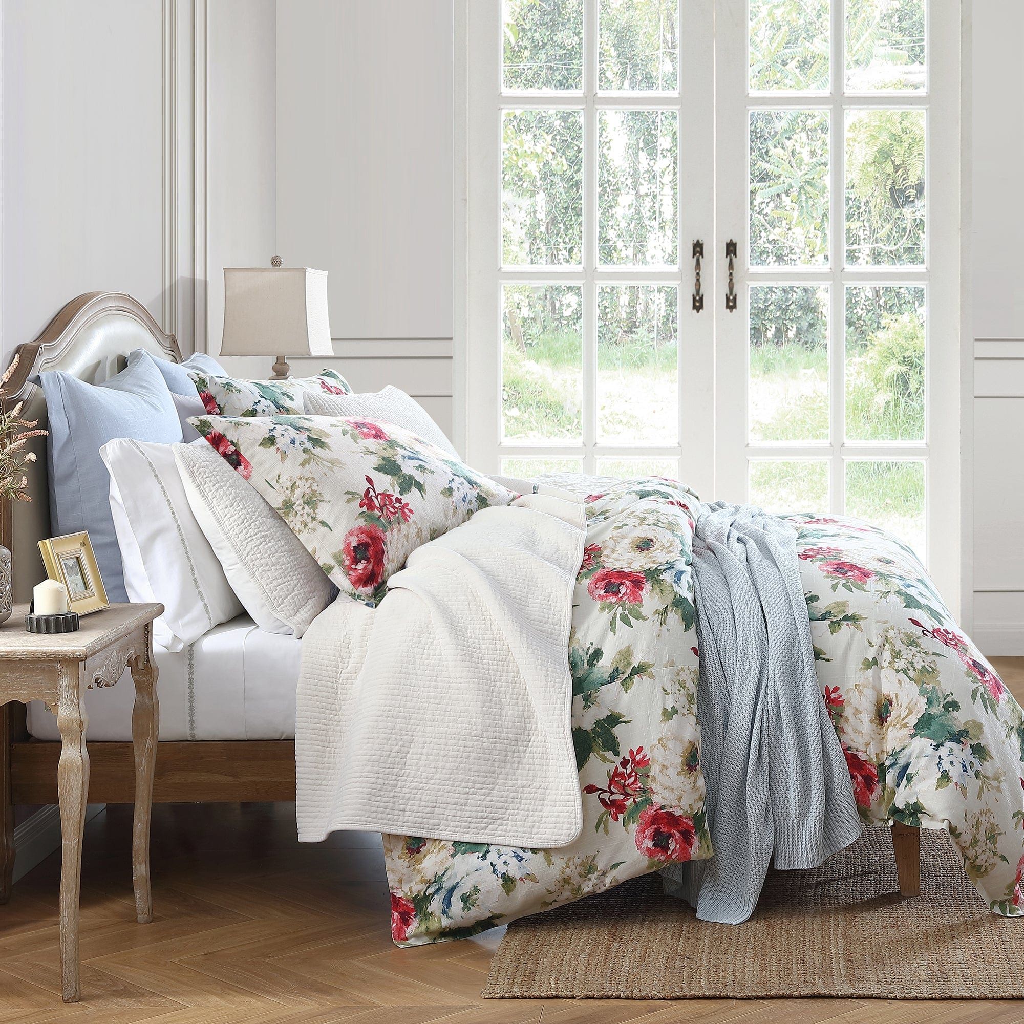 Peony - Queen Washed Linen Duvet Cover Set (Set of 3) - Blossom