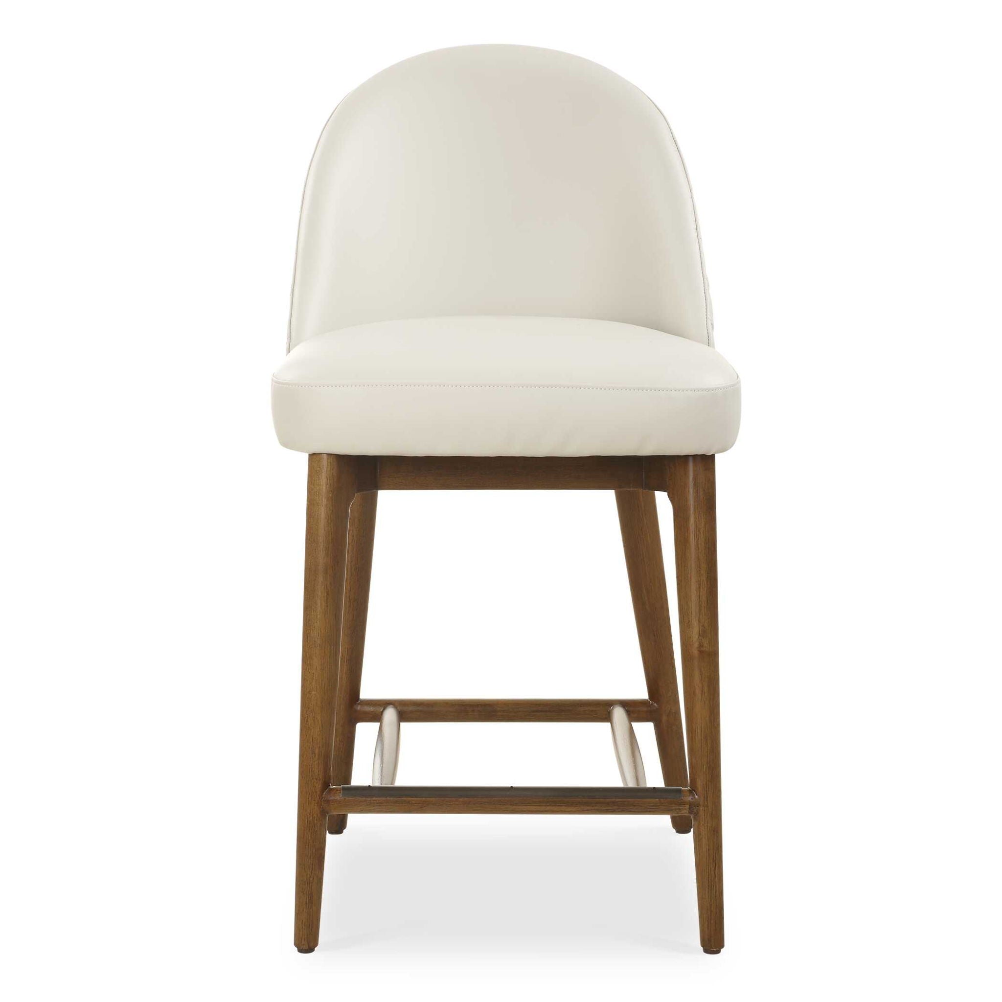 Stitches - Leather Counter Stool - White / Brown