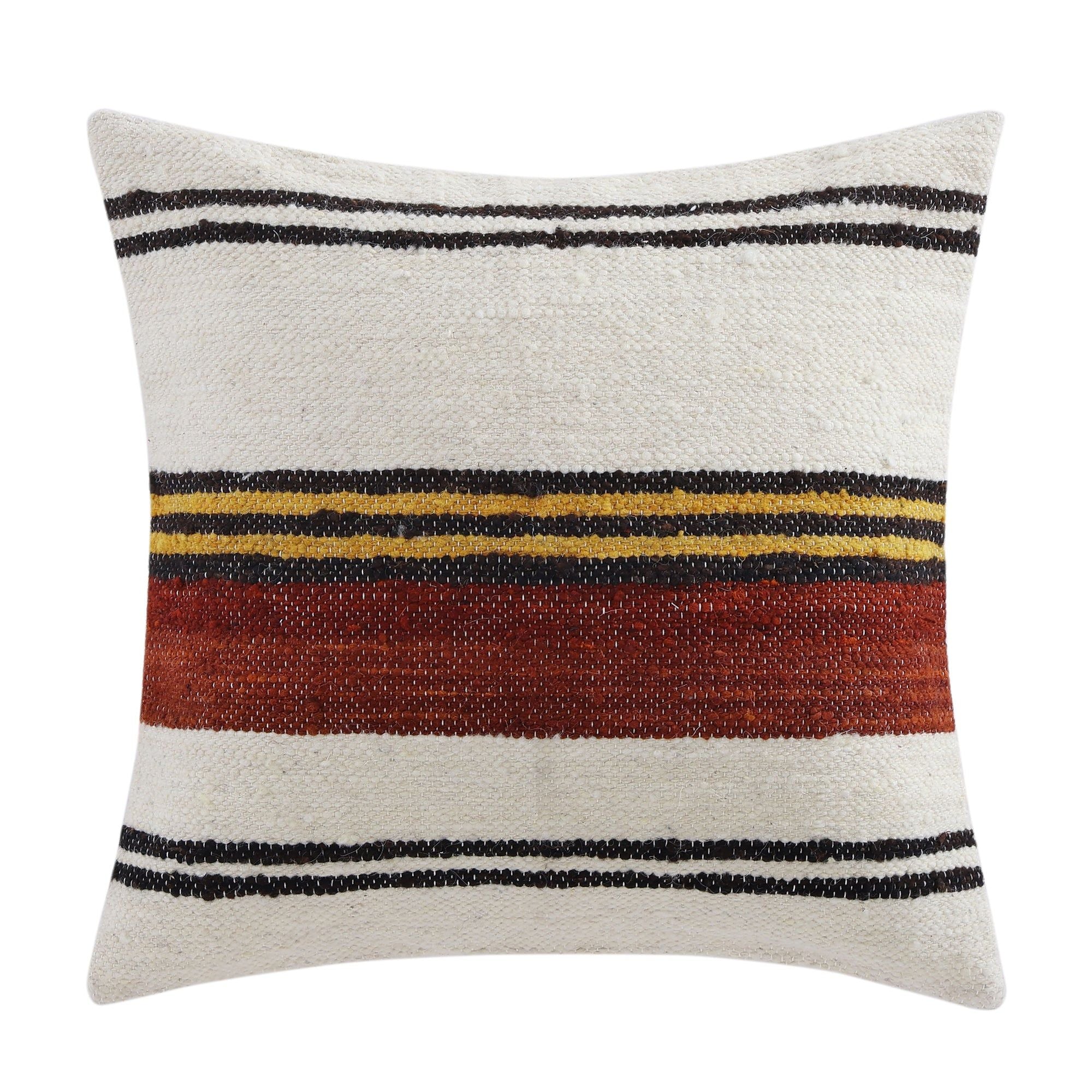 Solola - Handwoven Square Pillow - Brown / Natural