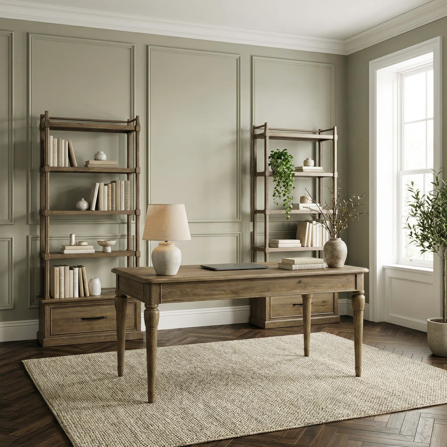 Hickory Grove - 3 Piece Desk Set - Heirloom Brown