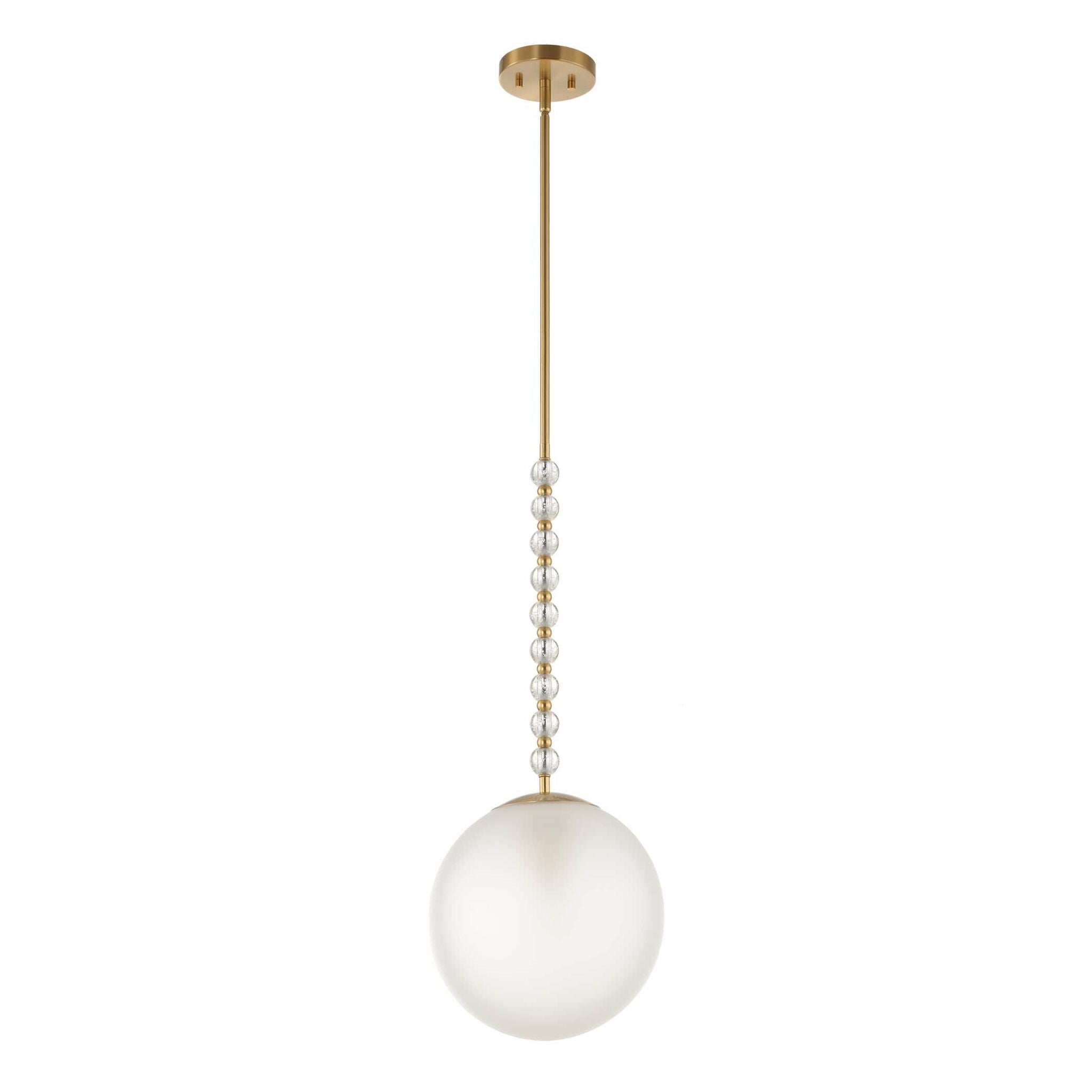 Ripple - 1 Light Frost Glass Pendant - Gold