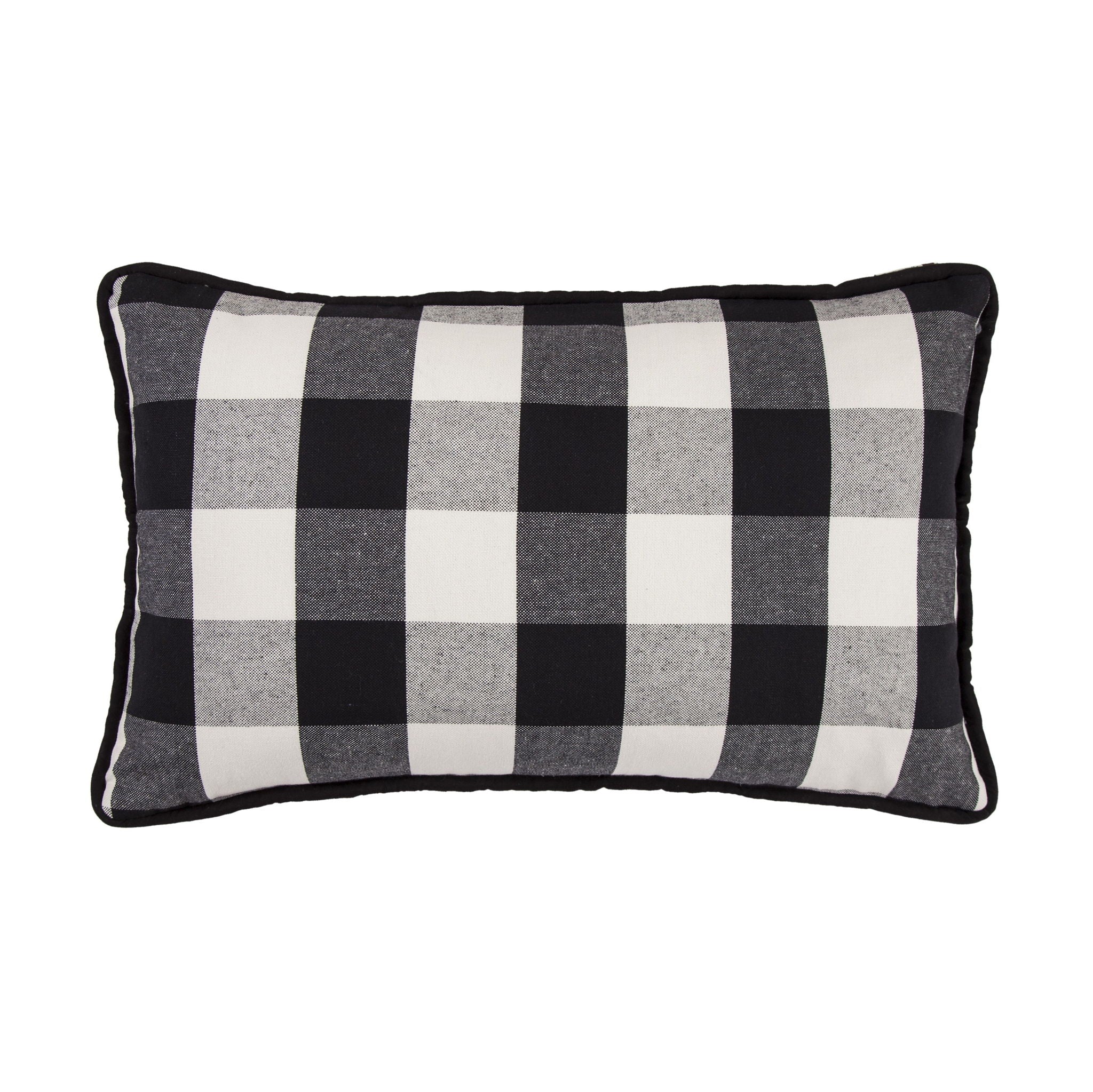 Blackberry - Buffalo Check Lumbar Pillow - Black / Natural