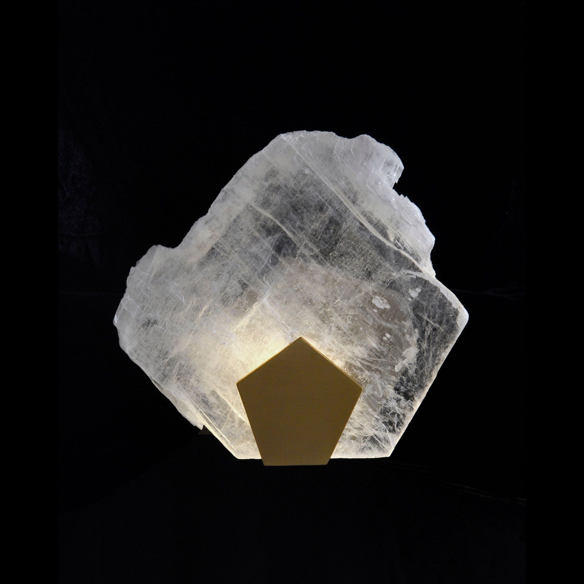 Moonlight Sonata: Selenite Pane Single-Light Wall Sconce In Antique Brass Finish