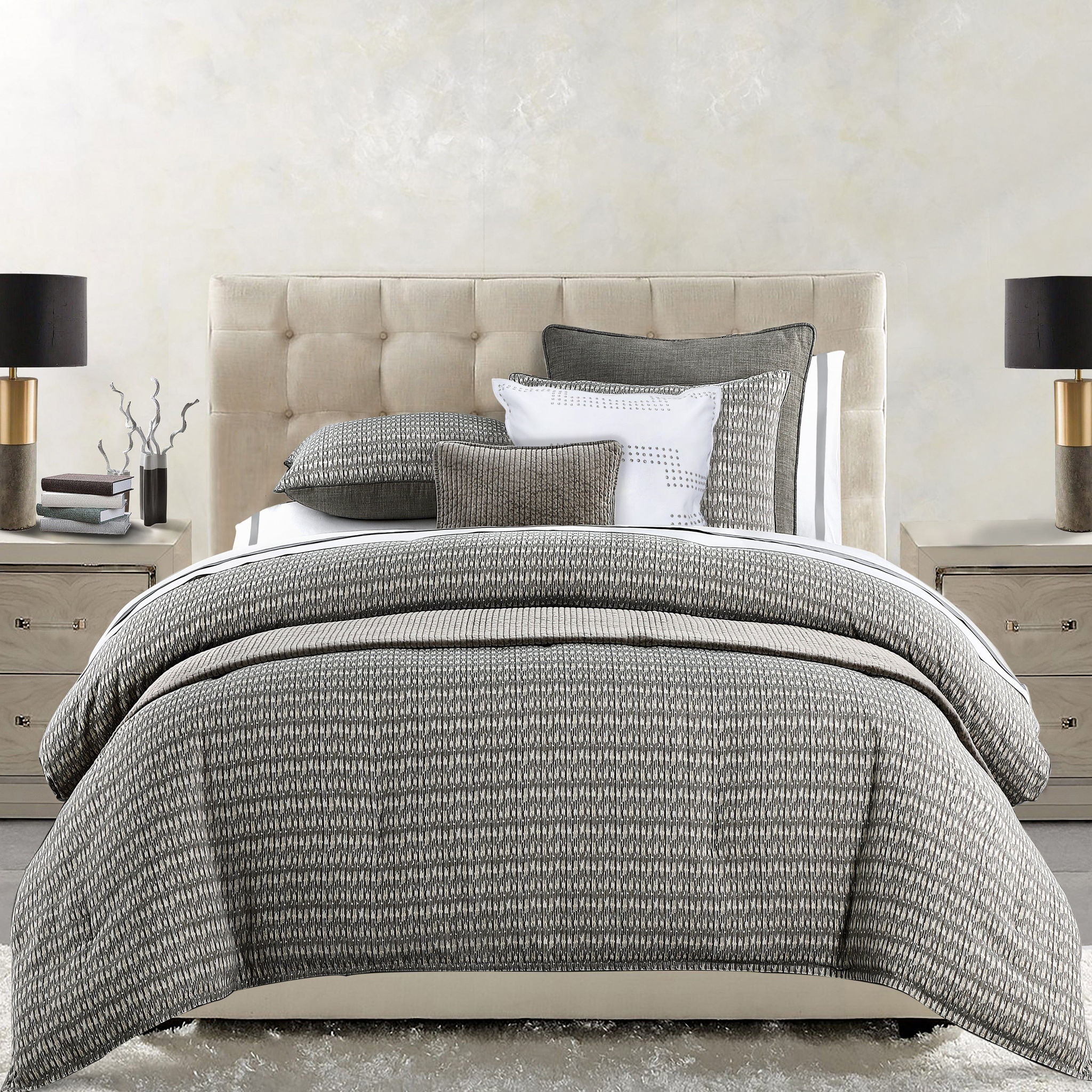 Fenton - Queen Comforter Set (Set of 3) - Taupe / Gray / Cream