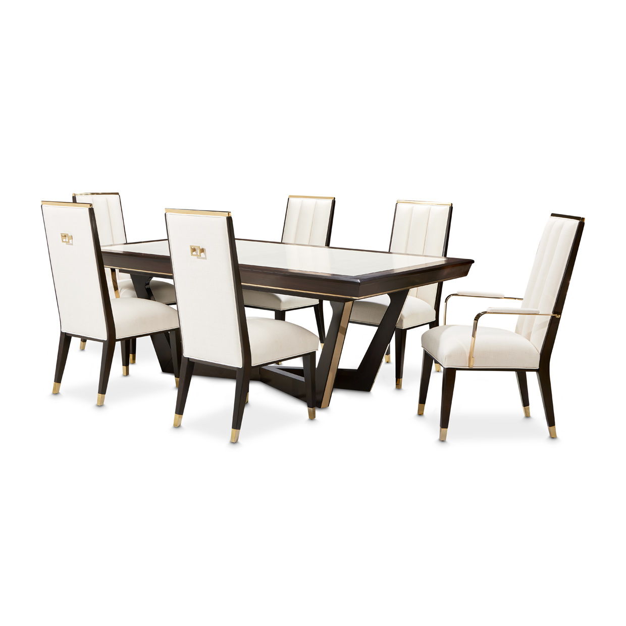 Belmont Place - Rectangular Dining Table - White / Dark Brown