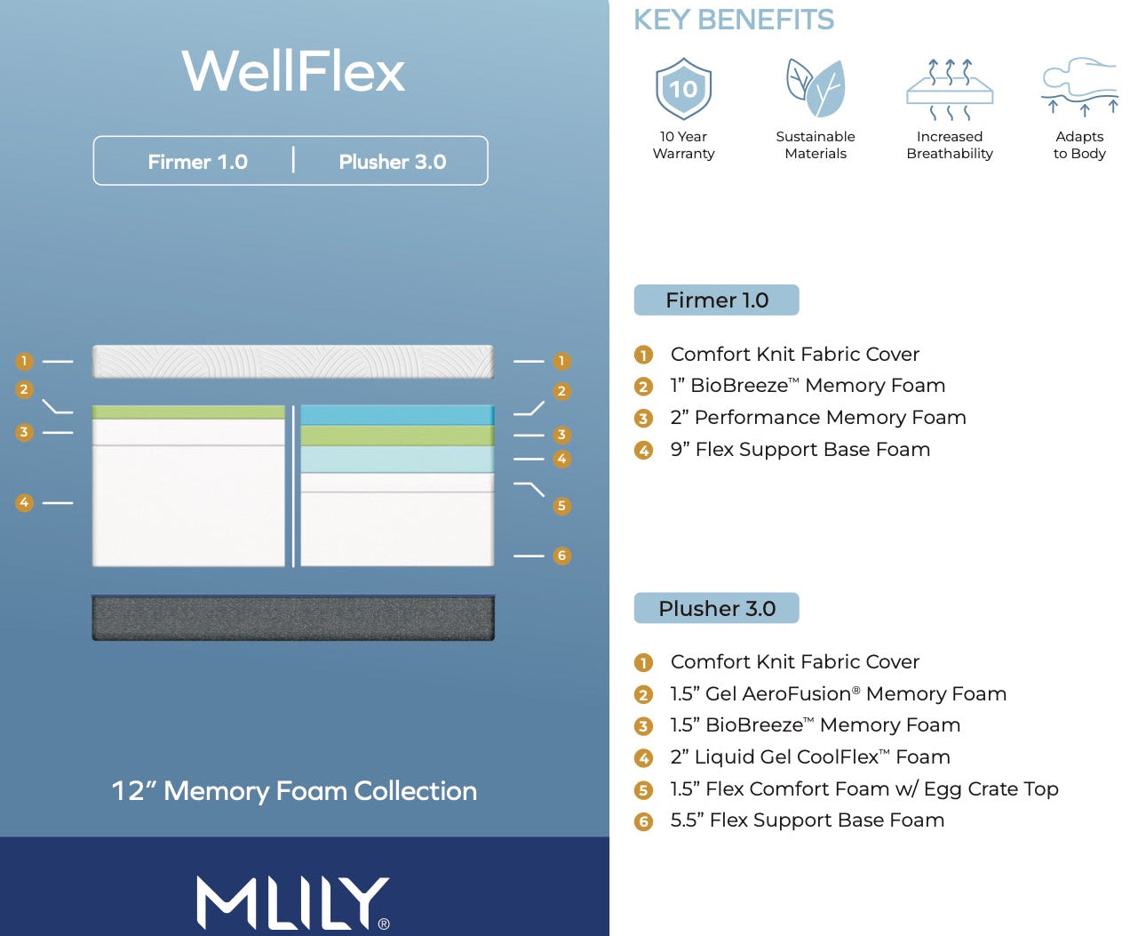 Wellflex 12" Memory Foam Mattress