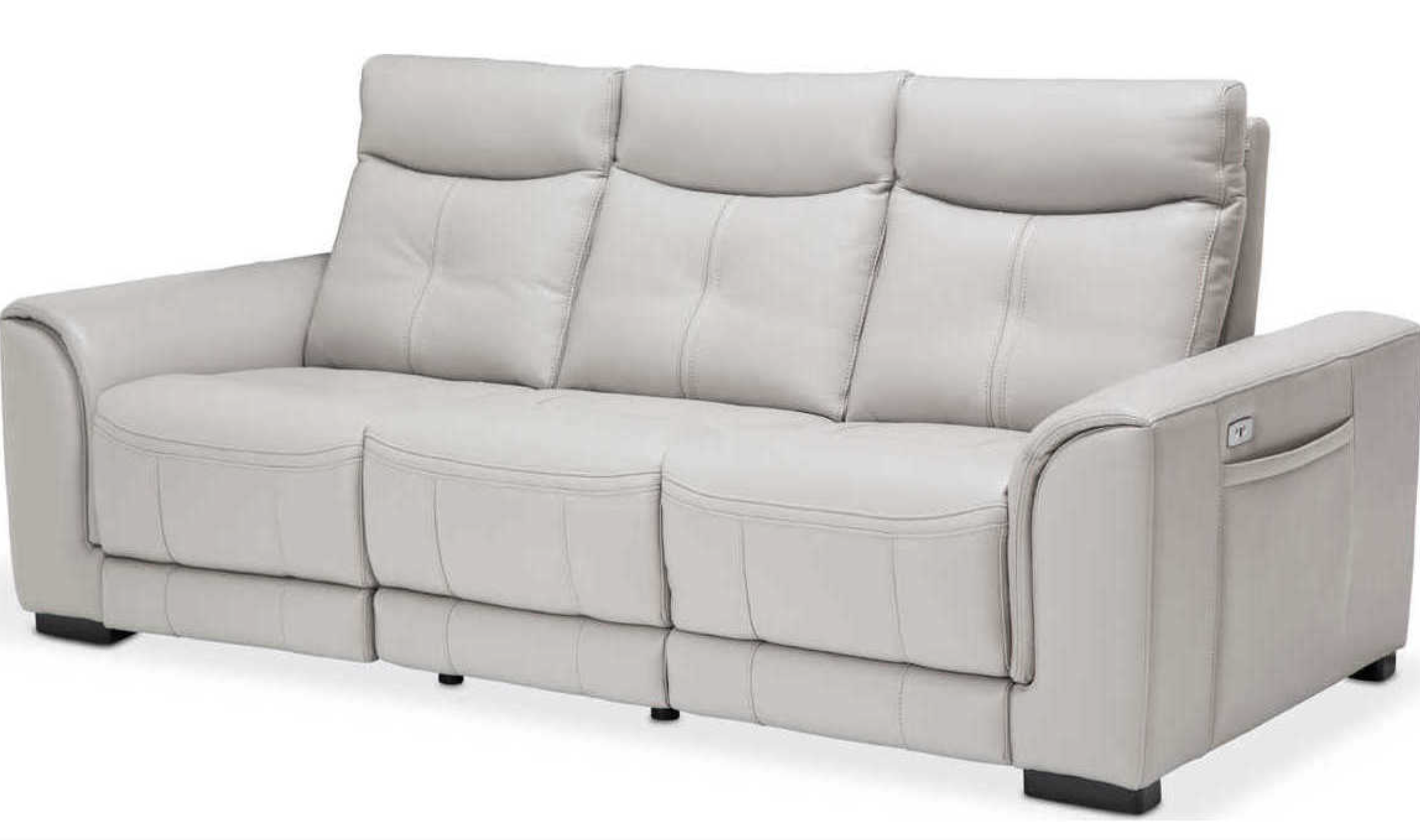 Bentley 3-Piece Power Reclining Leather Sofa in Light Gray