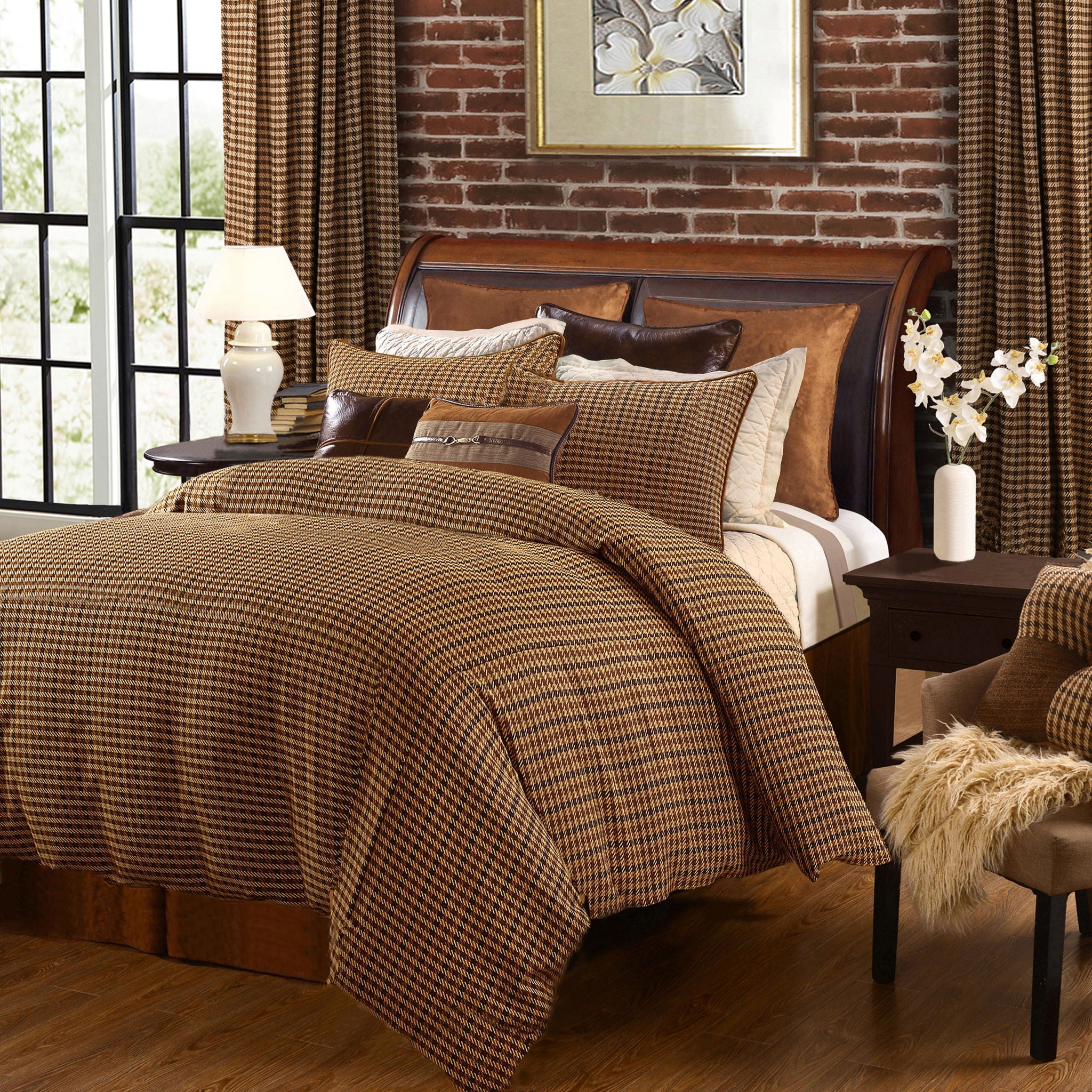 Clifton - Full Comforter Set (Set of 3) - Brown / Green / Cream