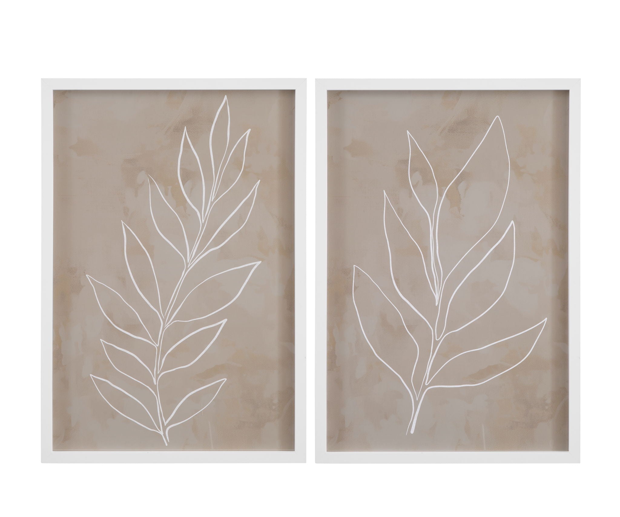 Leaf Line Art II Framed Print - Light Brown