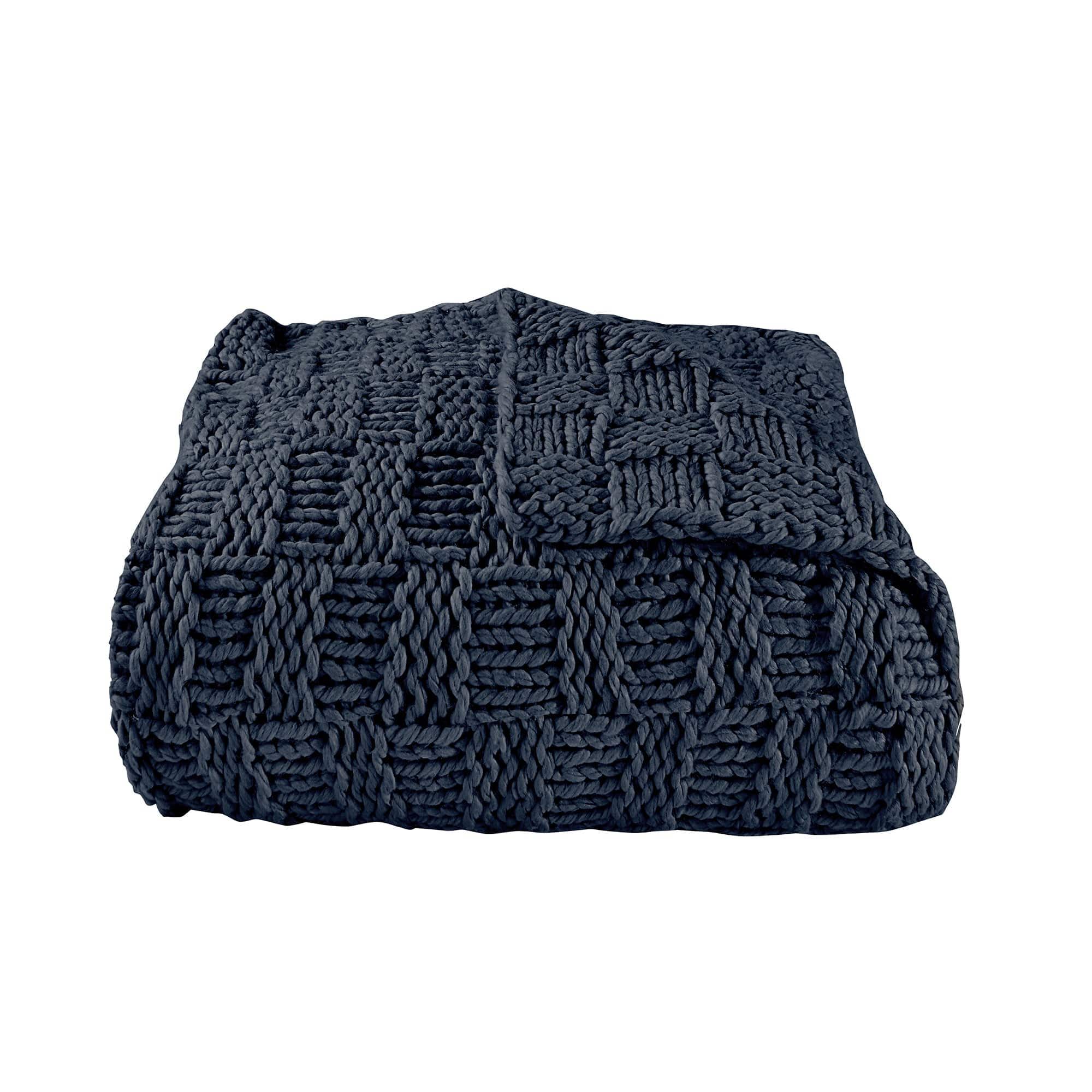 Chess Knit - Throw - Navy