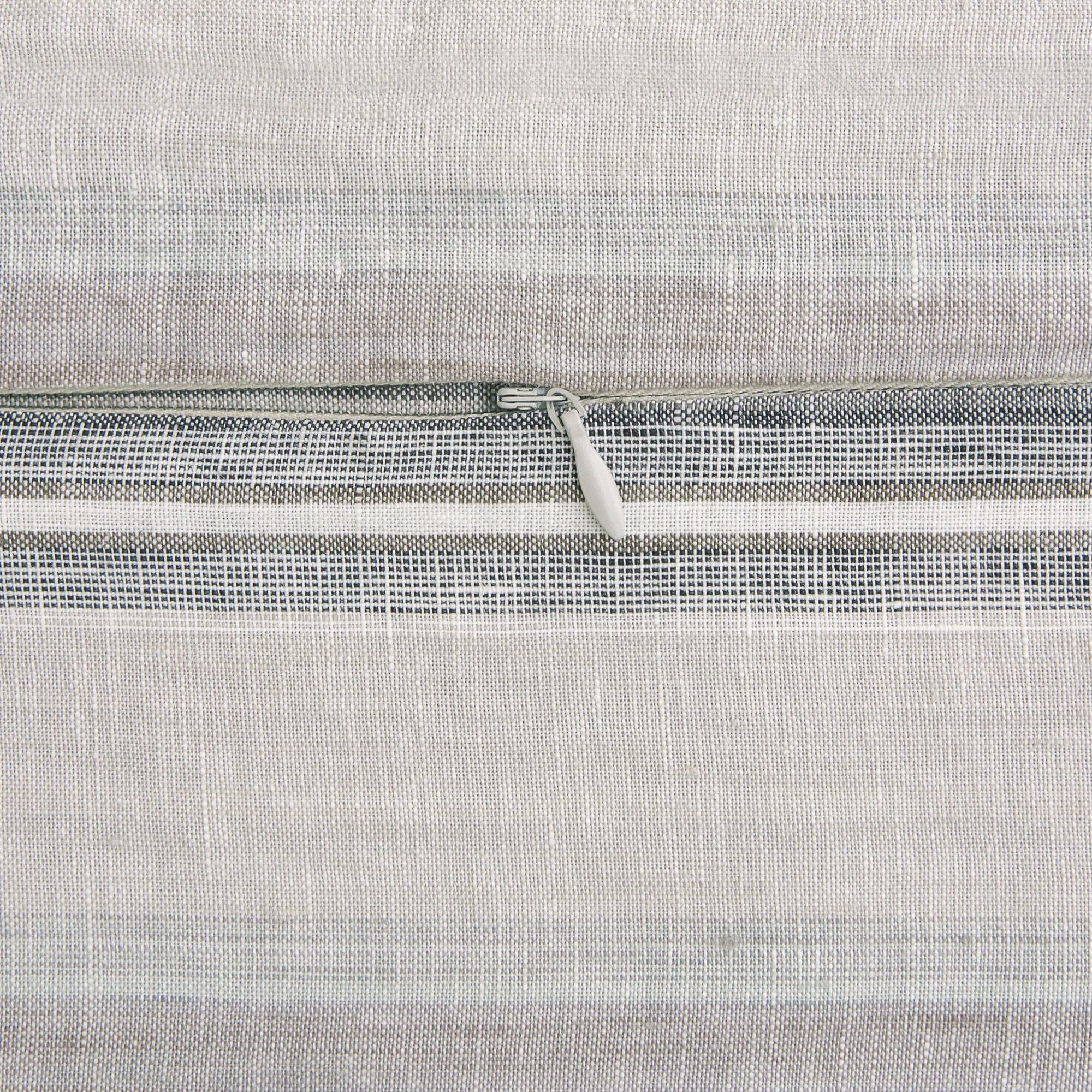 100% French Flax Linen - King Variegated Stripe Duvet Cover Set (Set of 3) - Charcoal