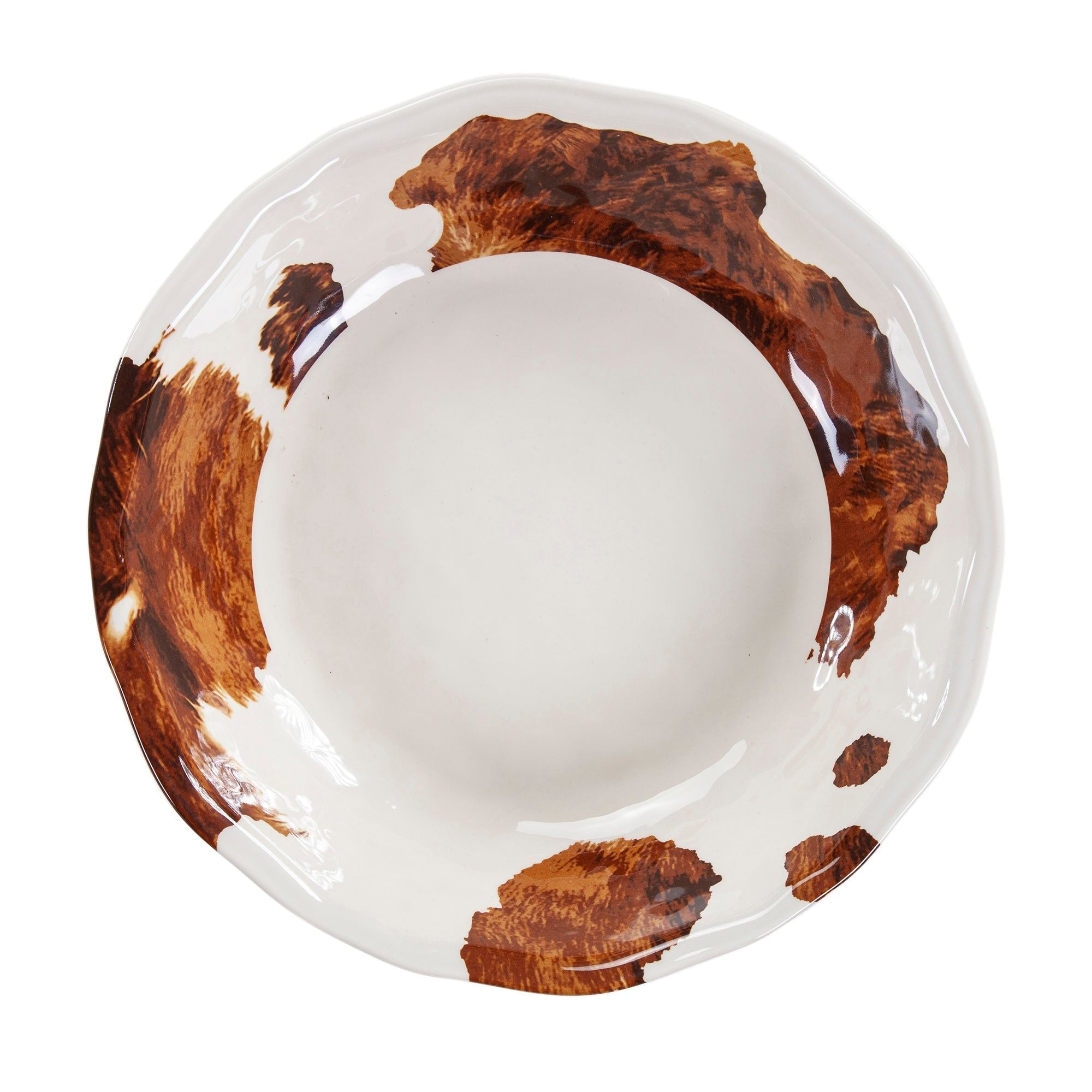 Elsa Melamine - Cowhide Melamine Serving Bowl - Butterscotch / White