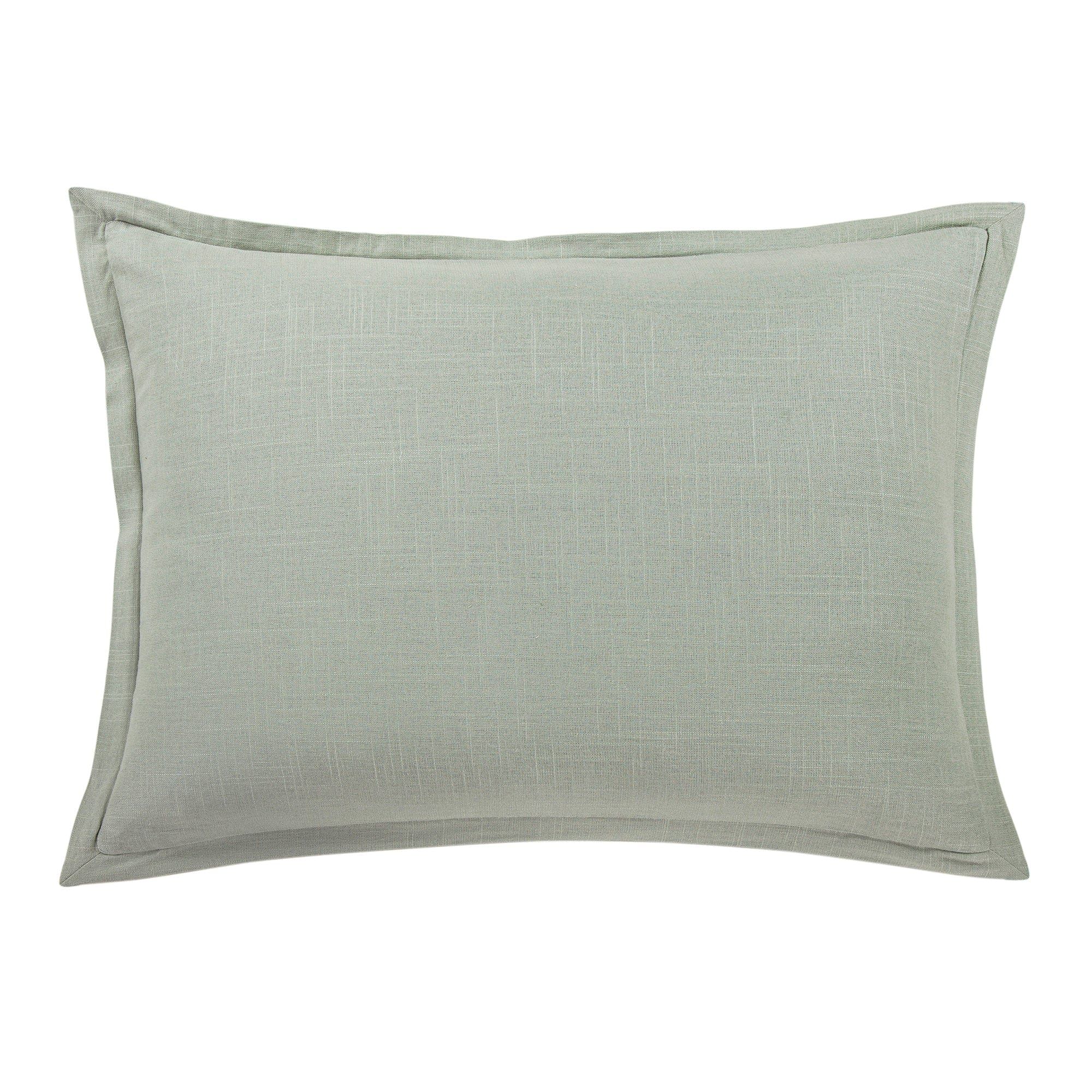Hera - Washed Linen Tailored Pillow Sham - Sage
