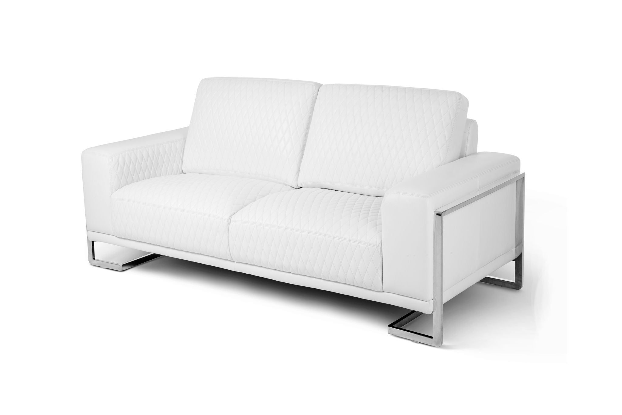 Mia Bella - Gianna Loveseat - White / Stainless Steel