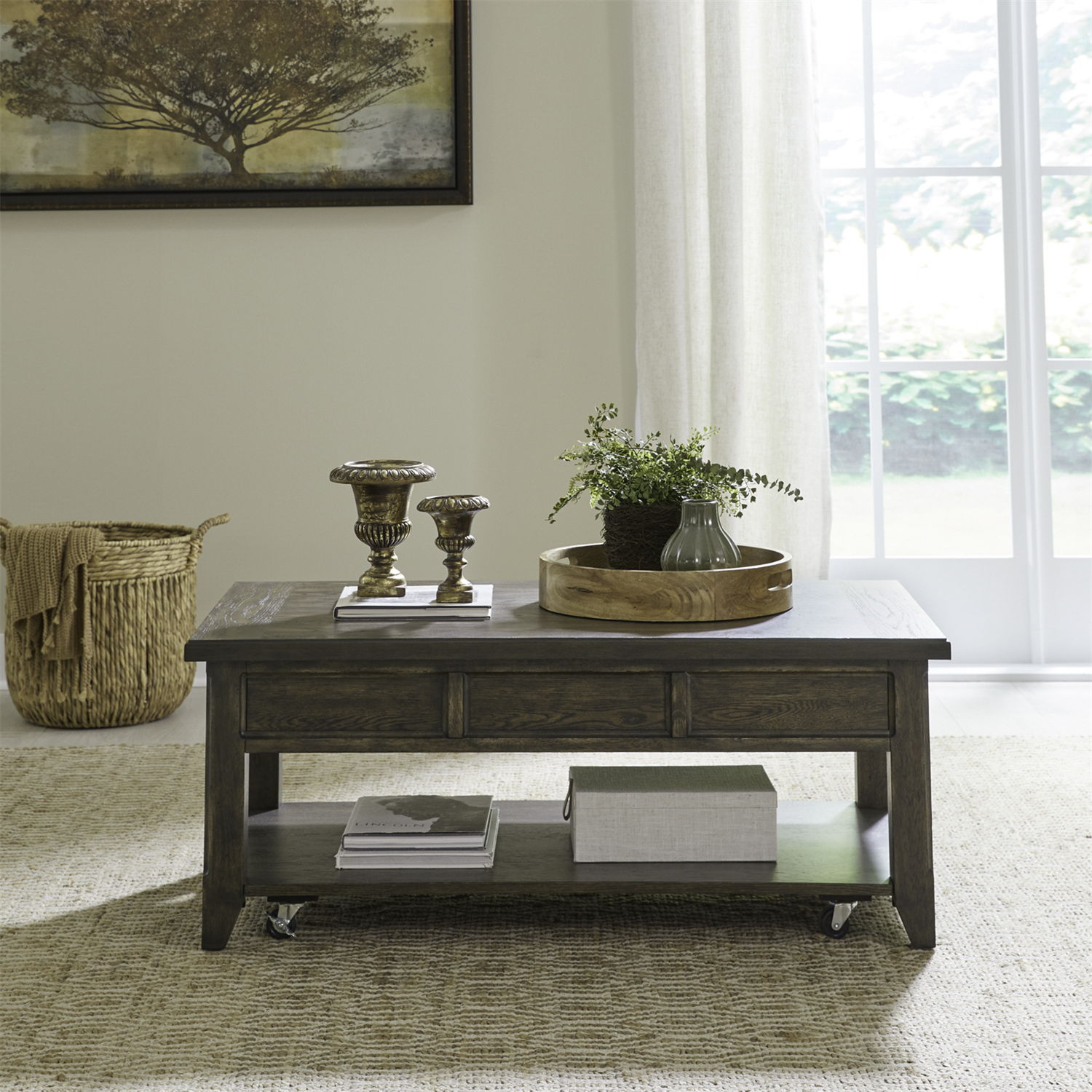 Paradise Valley - Lift Top Cocktail Table - Saddle Brown