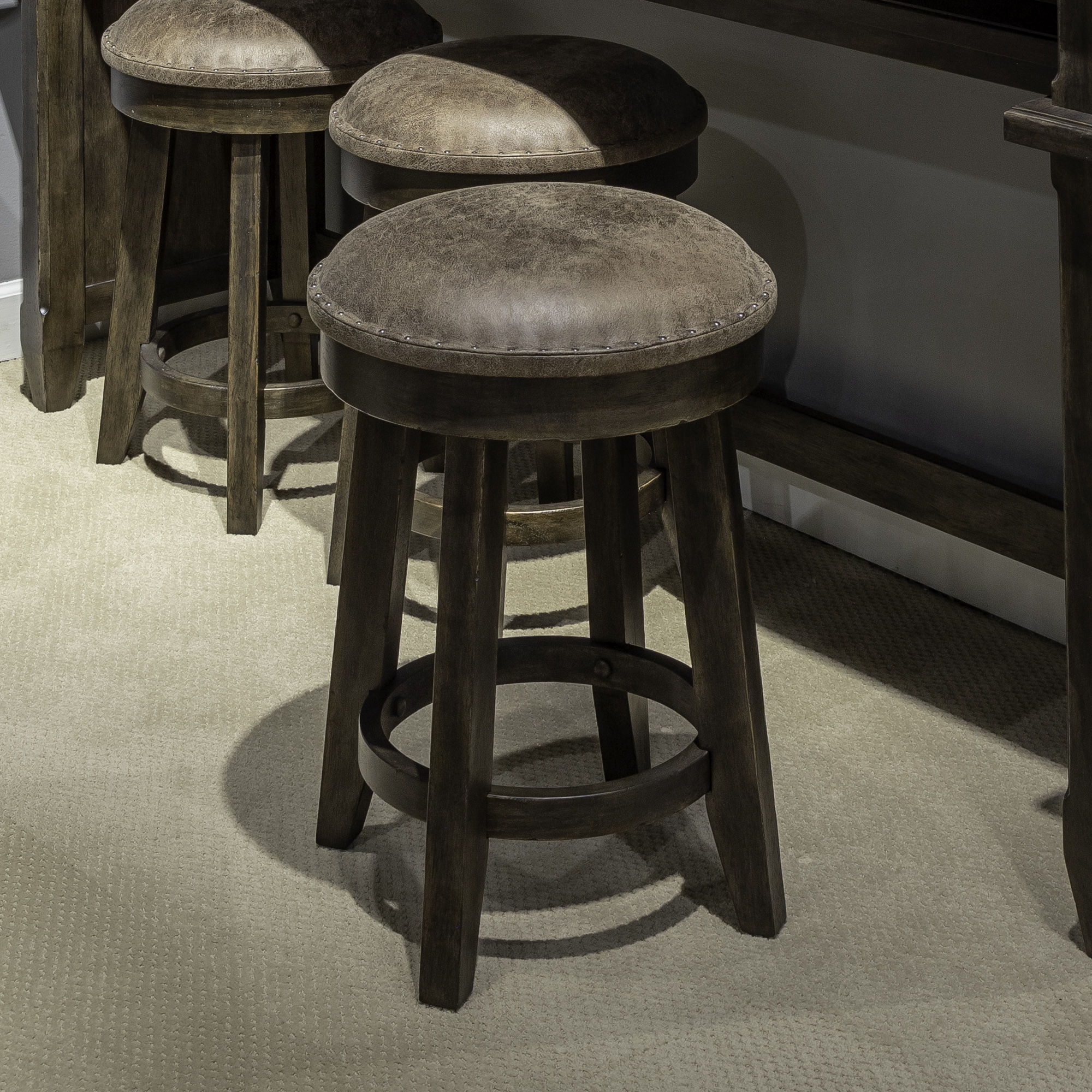 Paradise Valley - Upholstered Console Stool - Saddle Brown