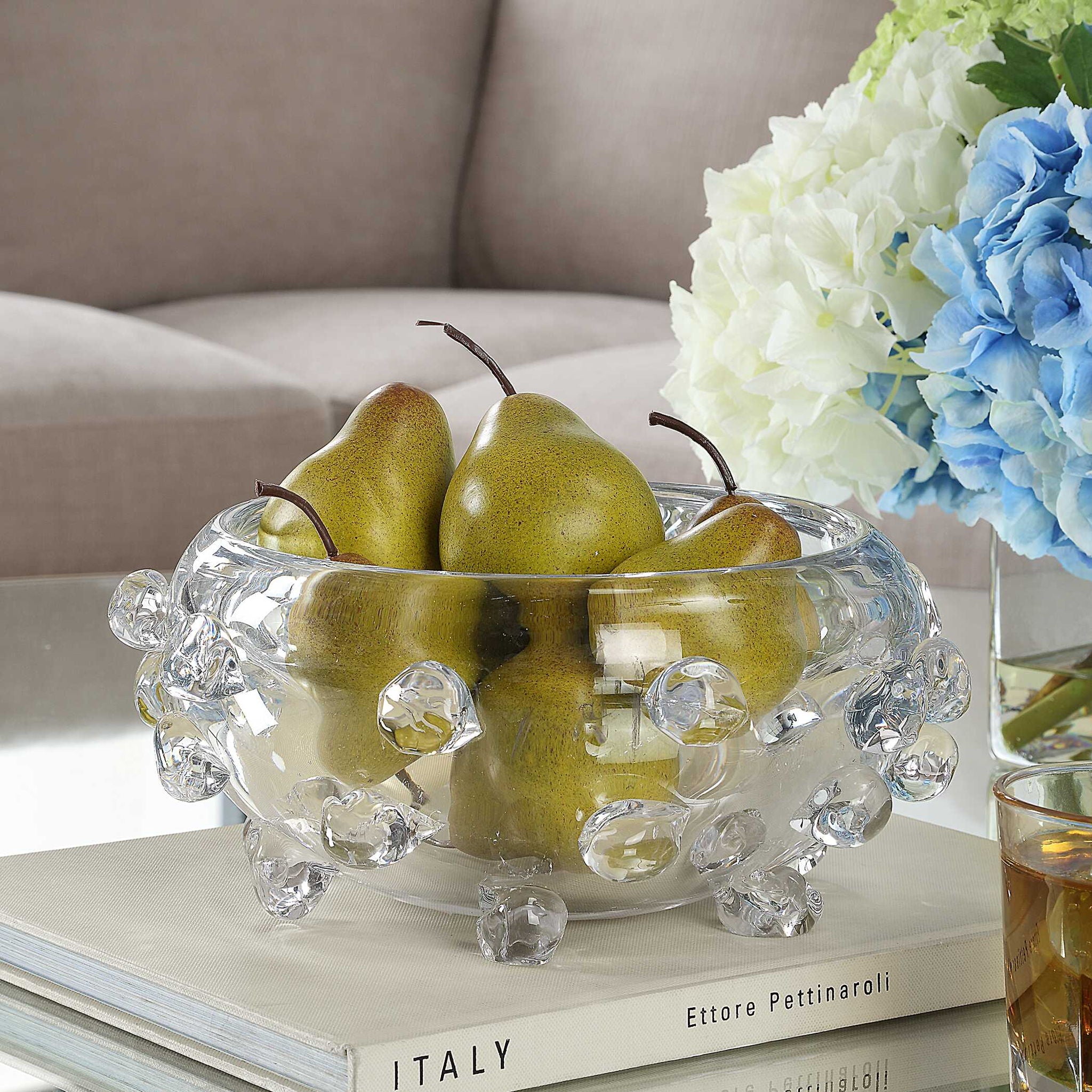 Aura - Clear Glass Bowl - White