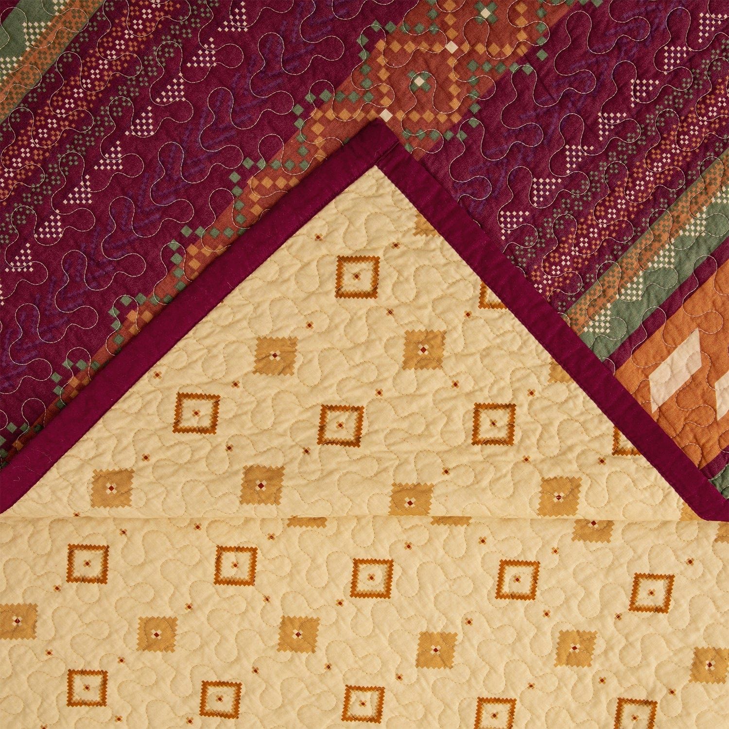 Solace - King Reversible Quilt Set (Set of 3) - Red / Orange / Brown