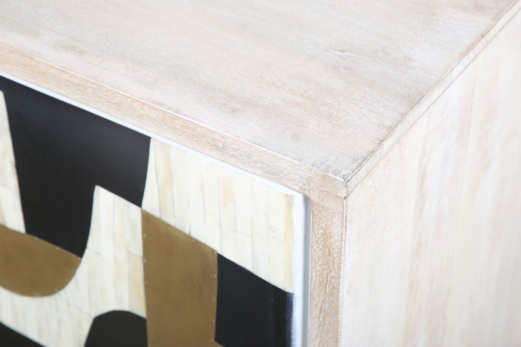 Xander - Server - White Wash Mango / Mosaic Ivory / Brass / Ebony