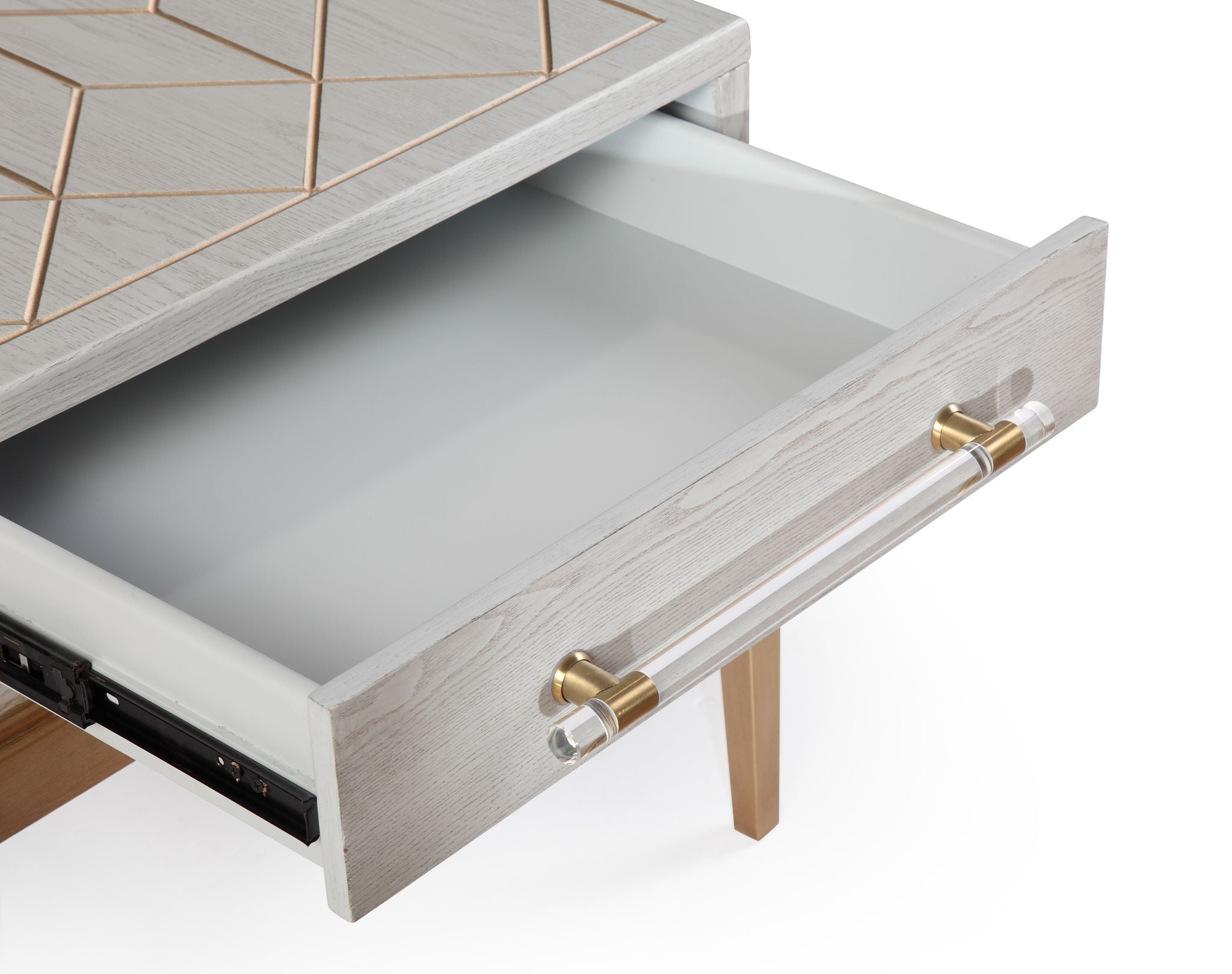 Perrine - Rectangle End Table - Silver / Gold