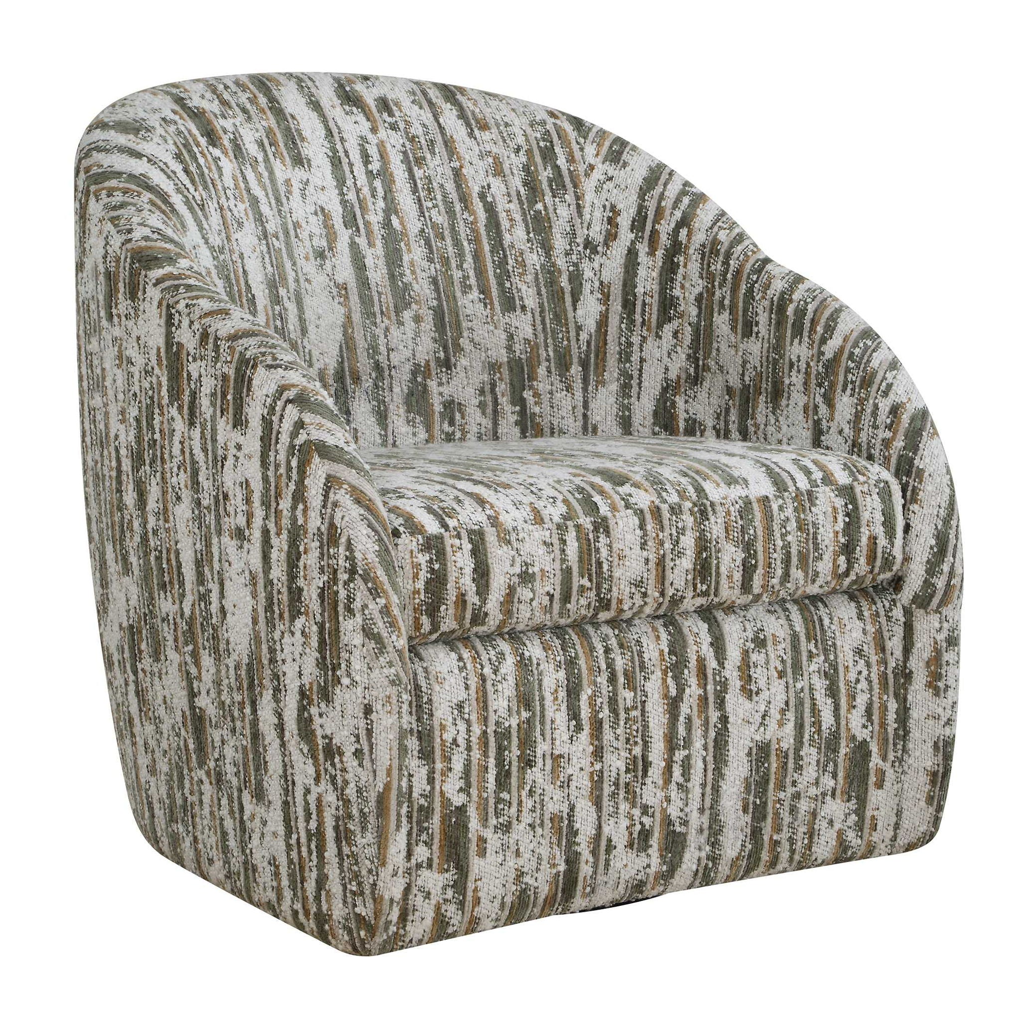 Mari - Boucle Swivel Chair - Green / White