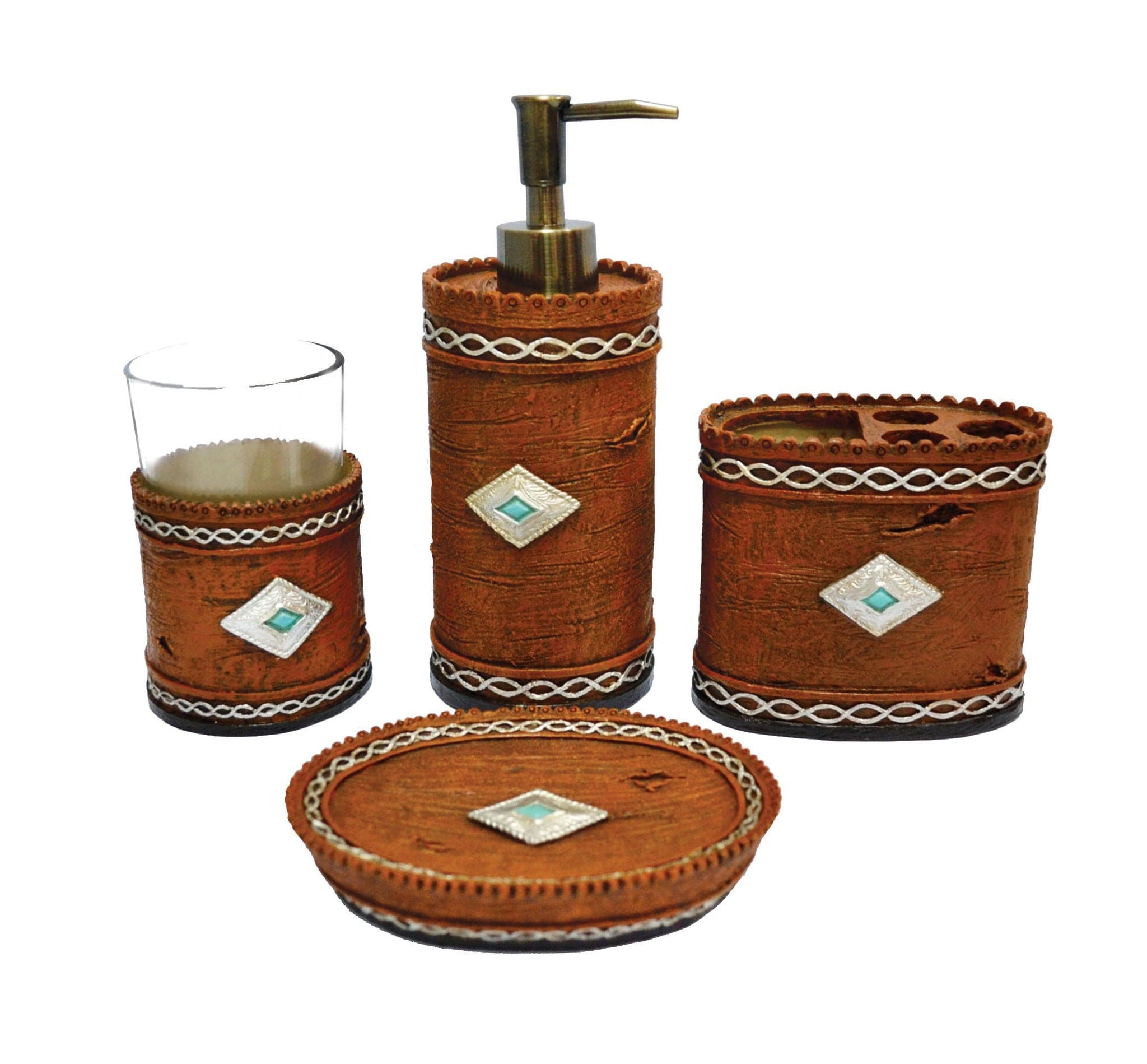 Socorro - Countertop Bathroom Set (Set of 4), 4 Per Carton - Brown / Red