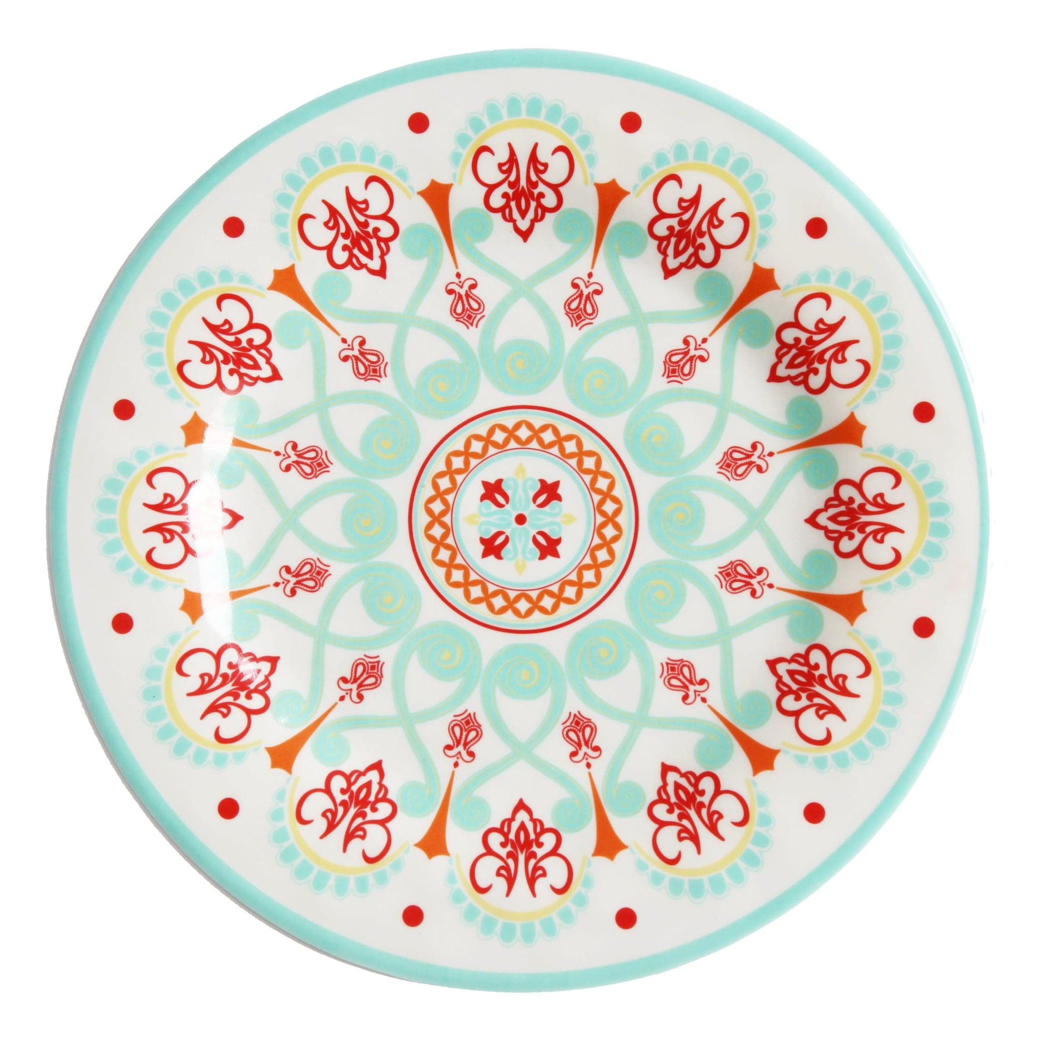 Western Melamine - Dinner Plate (Set of 4) - Red / Turquoise