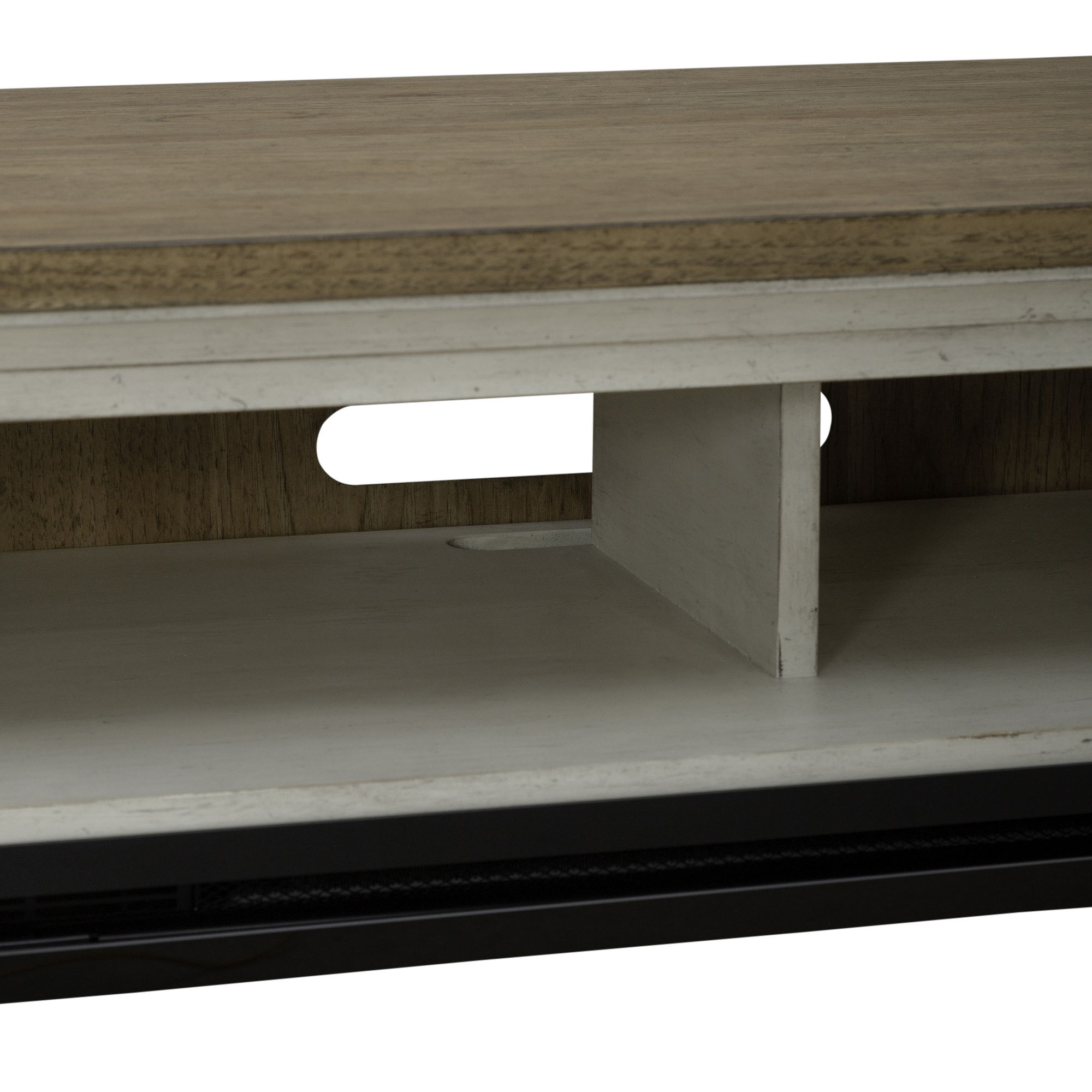 Fireplace TV Consoles - 79" Console With Fire - Medium Brown