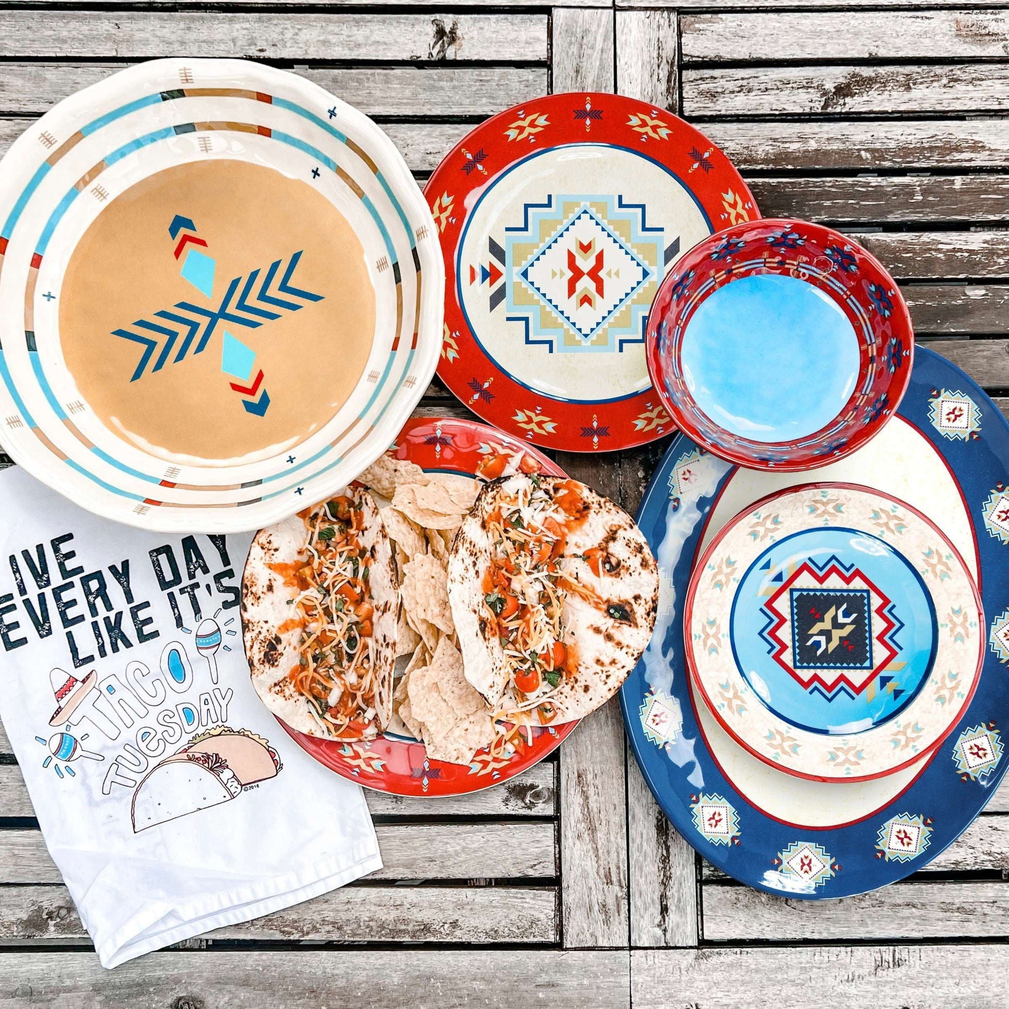 Spirit Valley - Melamine Dinnerware Set (Set of 14), 2 Per Carton - Multi Color