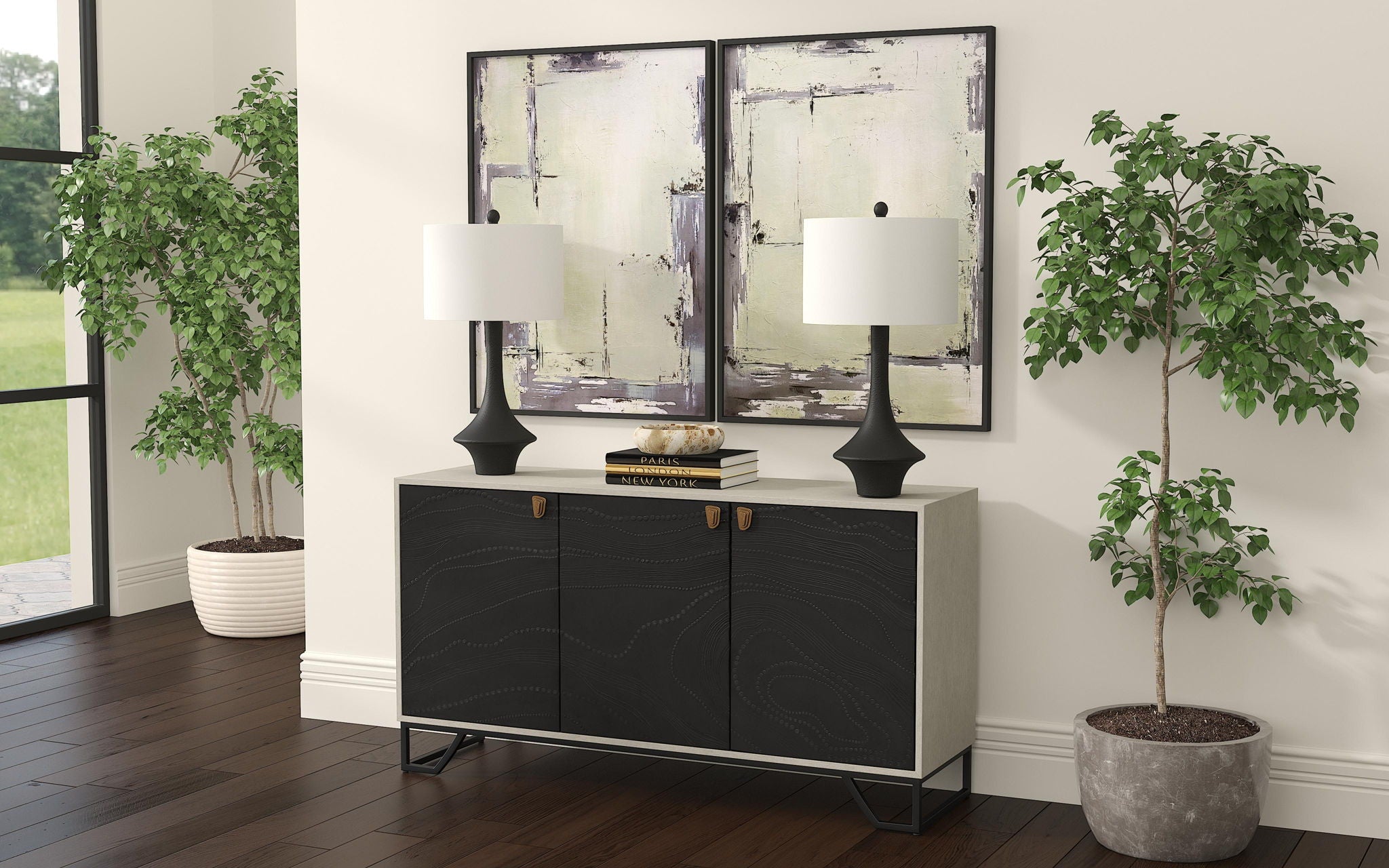 Framed Canvas Sherwood Gates (Set of 2) - Black