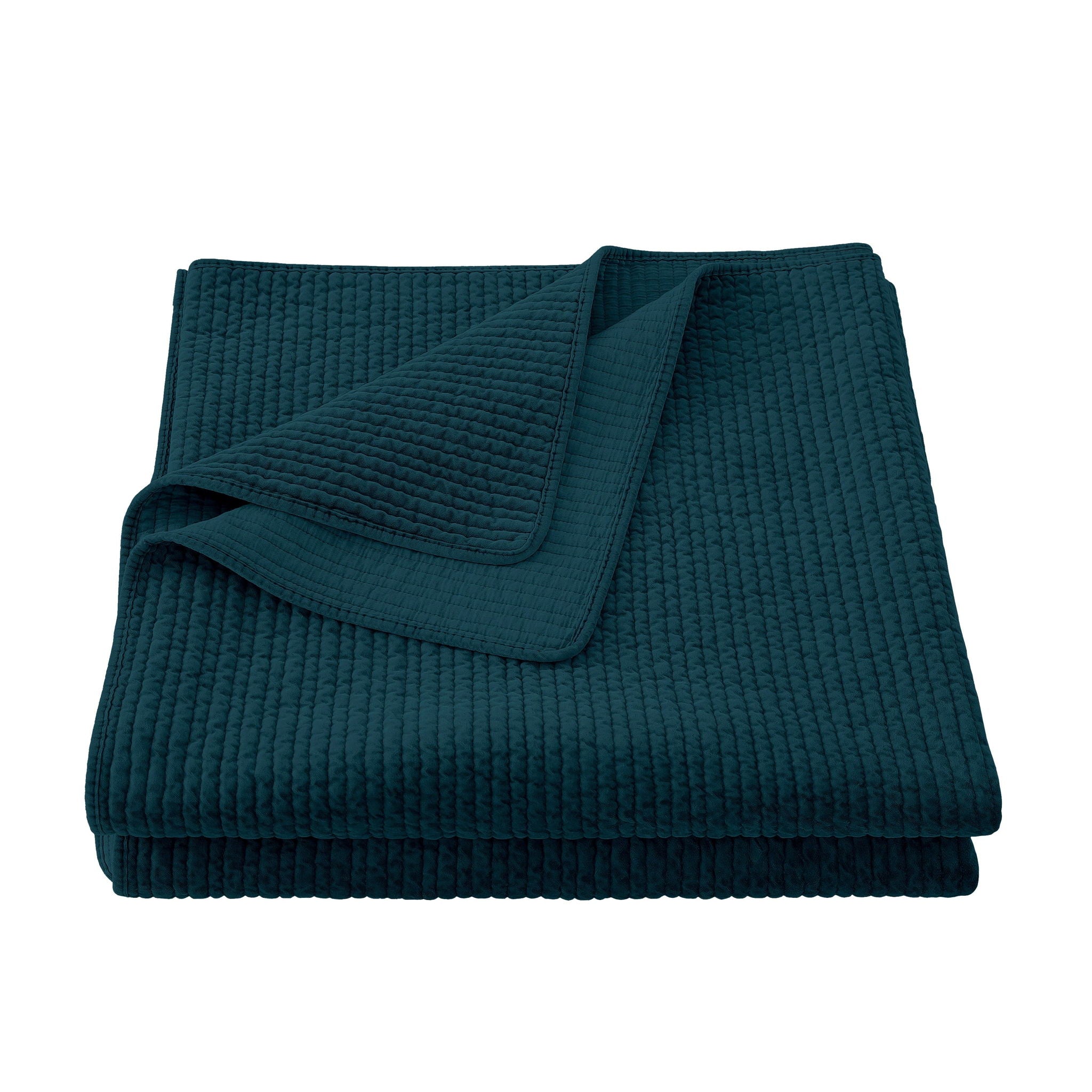 Stonewashed Cotton Velvet - King Quilt - Deep Blue