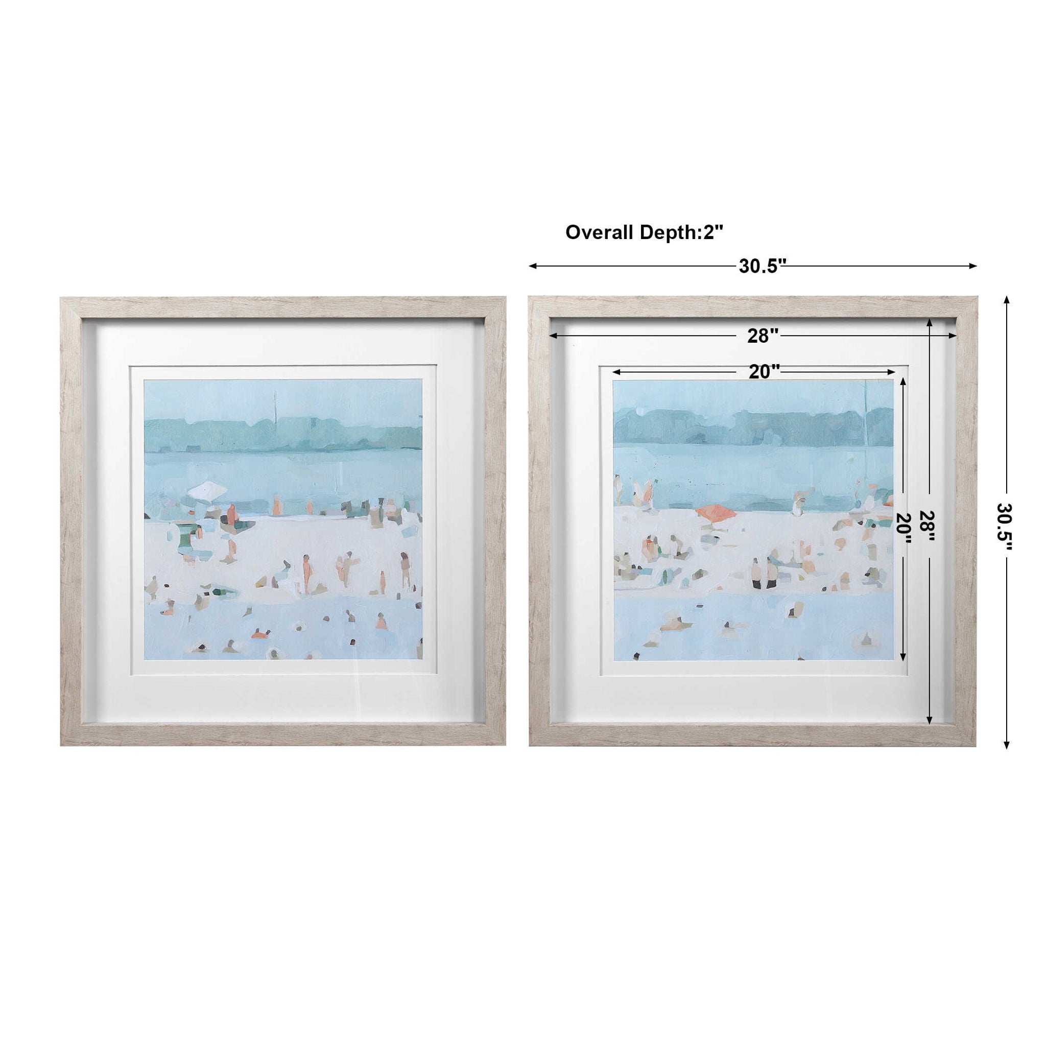 Sea Glass Sandbar - Framed Prints (Set of 2) - Light Blue