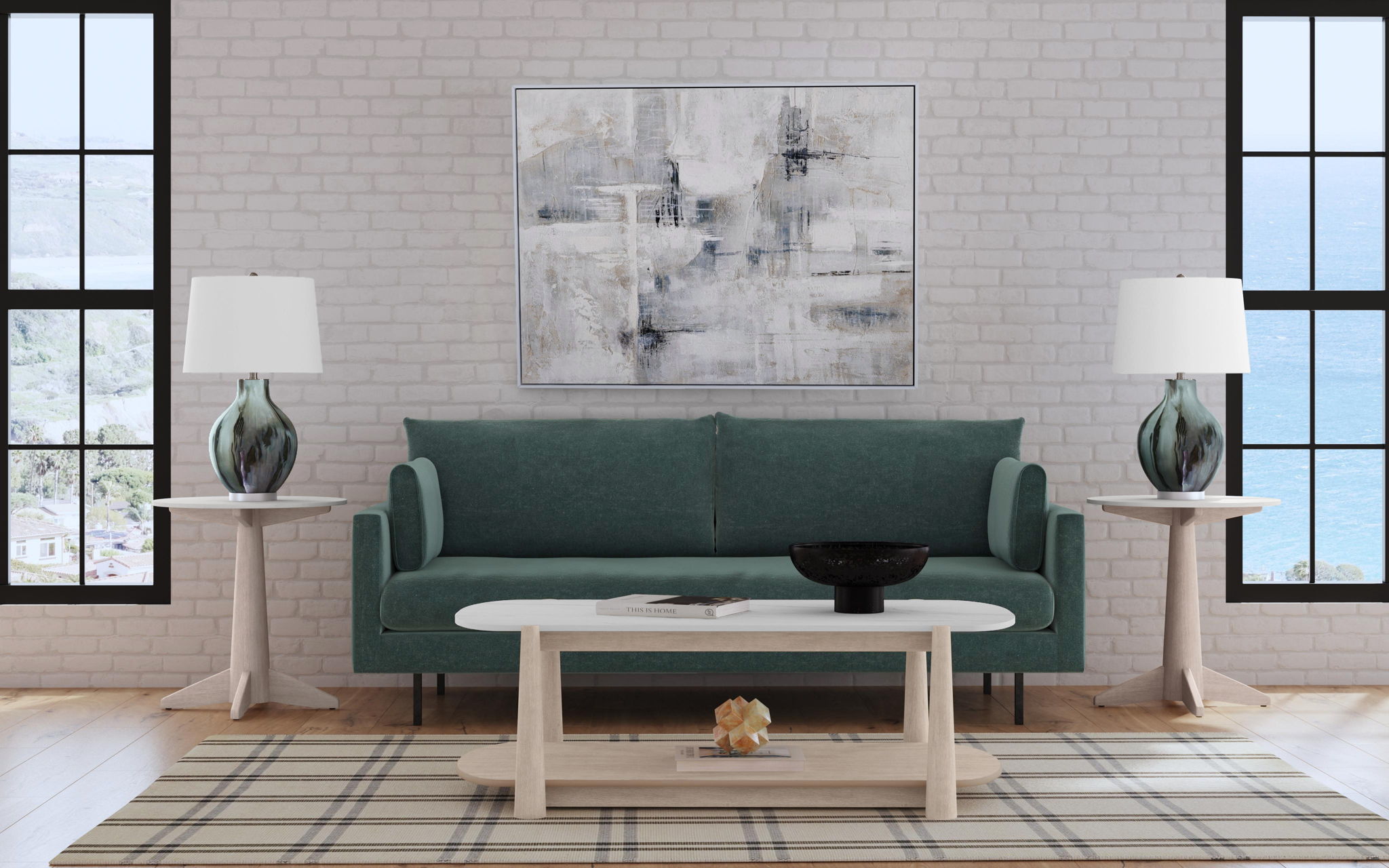Horizons - End Table - White Oak / White Marble
