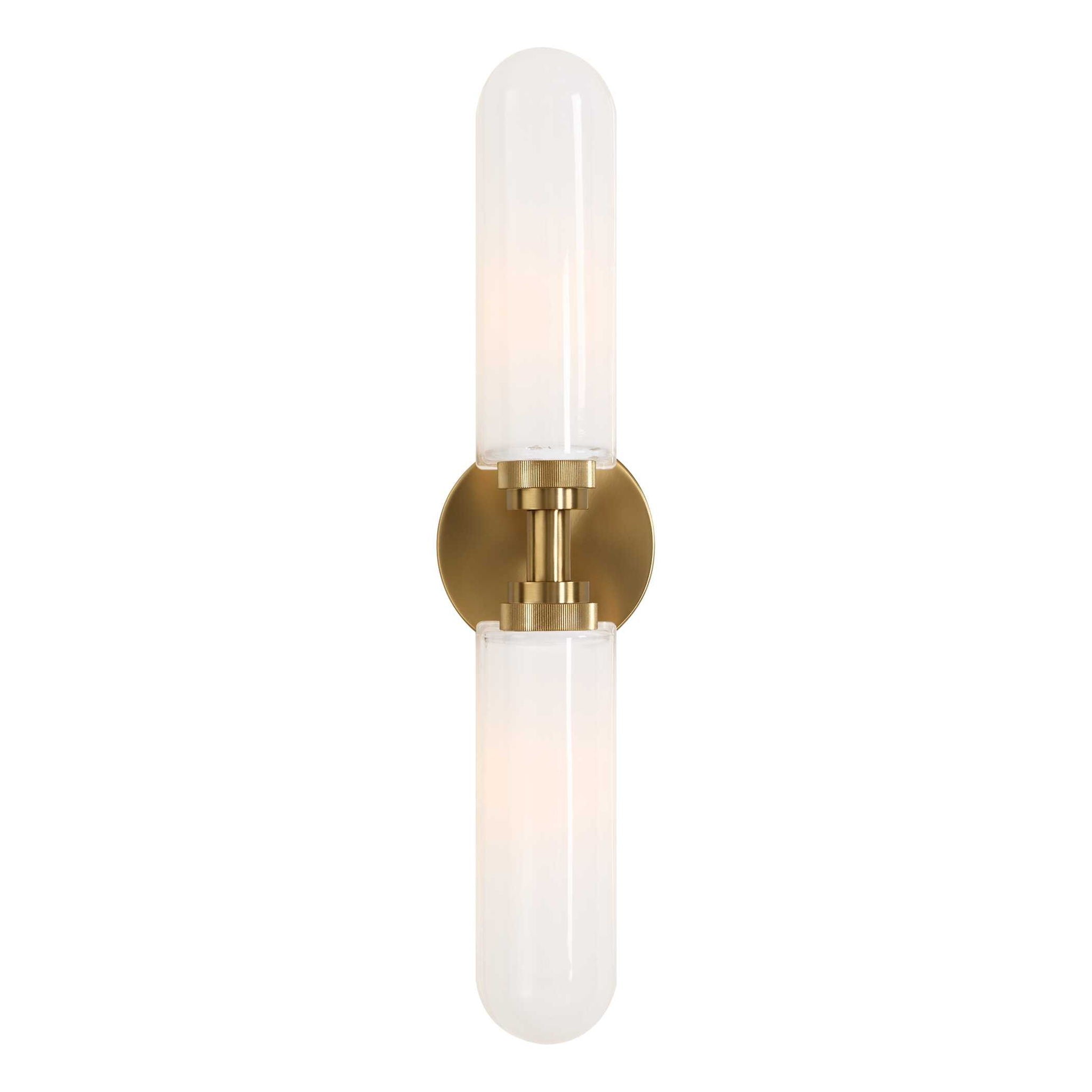 Wellsville - 2 Light Brass Sconce - White / Gold