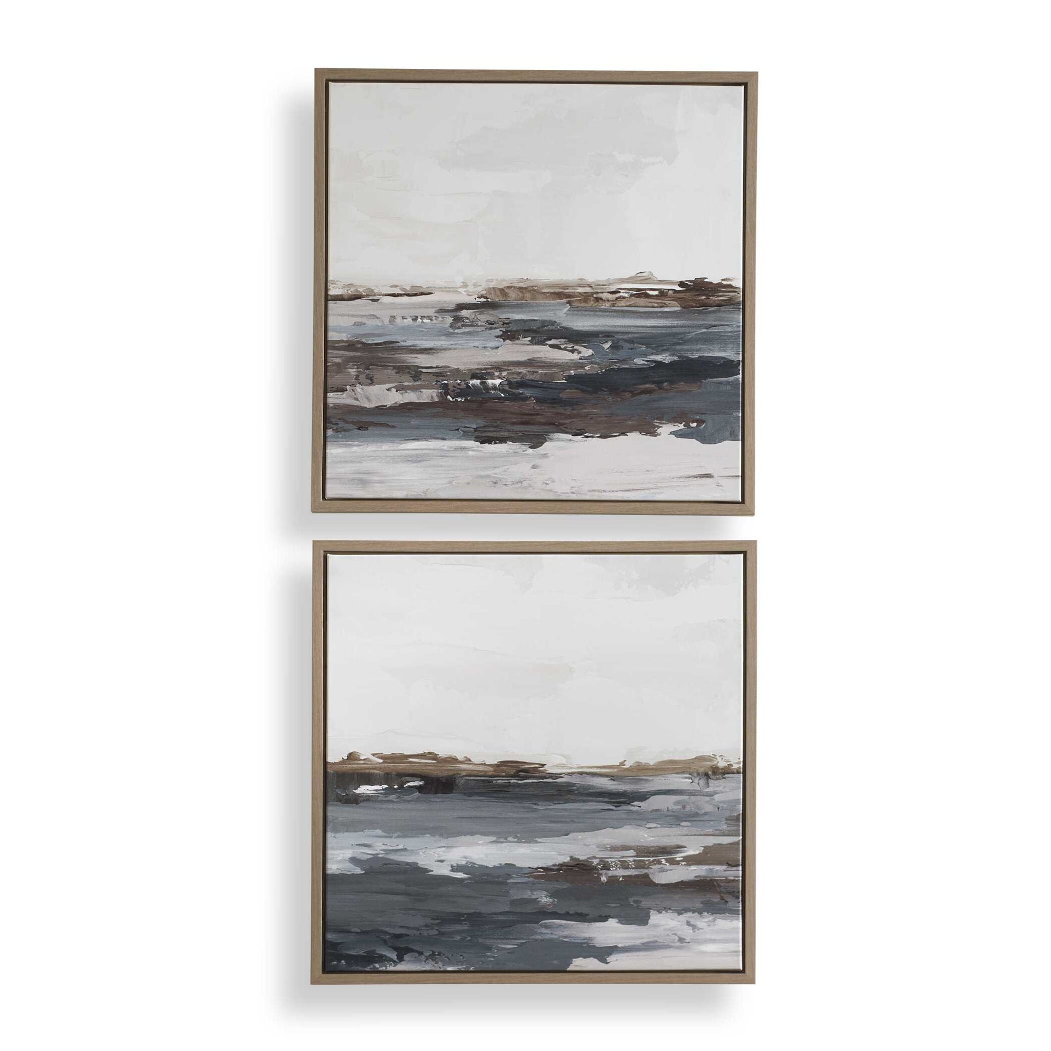 Bring Me In - Framed Landscape Painting (Set of 2) - Blue / Brown / Pink / Purple / White