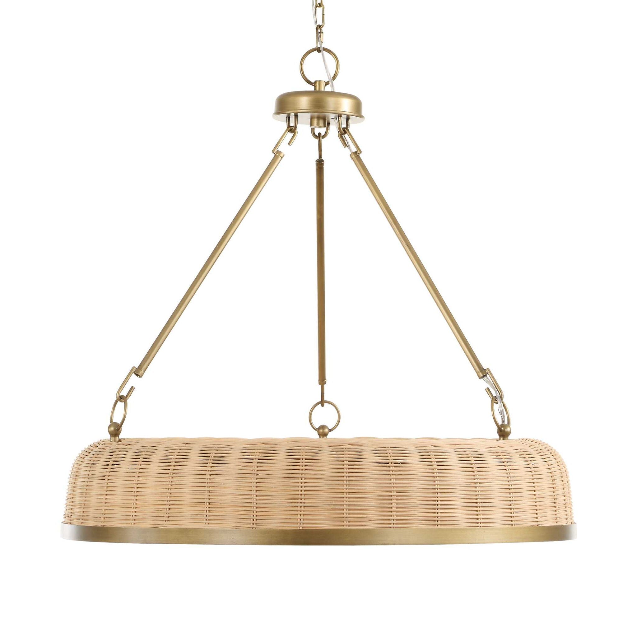 Ladakh - 9 Light Round Wicker Pendant - Gold