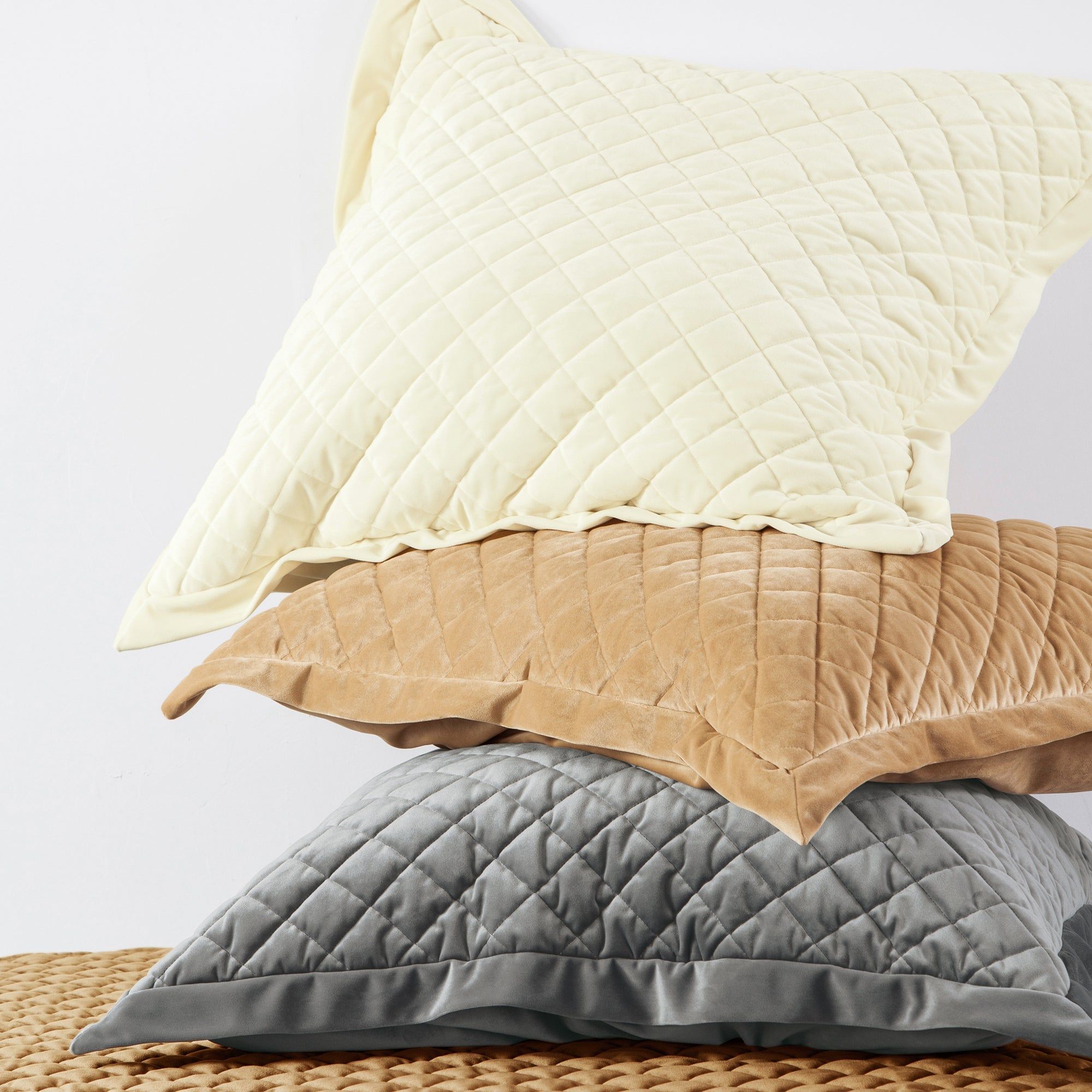 Velvet Diamond - Quilted Euro Sham - Gold