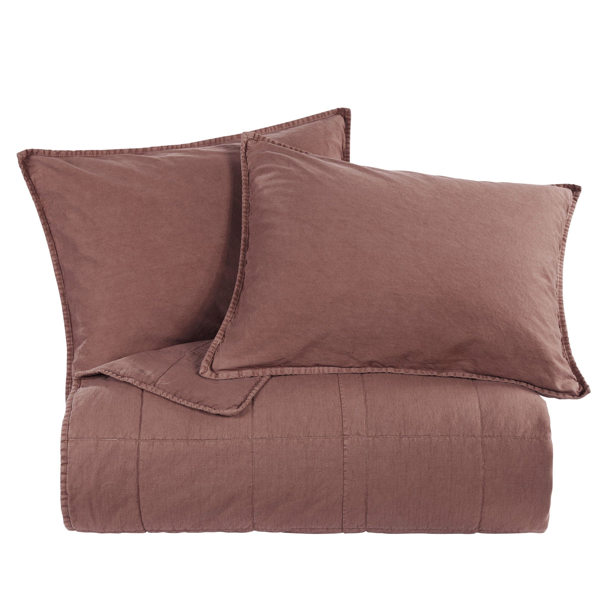 Cotton Canvas - King Stonewashed Coverlet Set (Set of 3) - Sarsaparilla