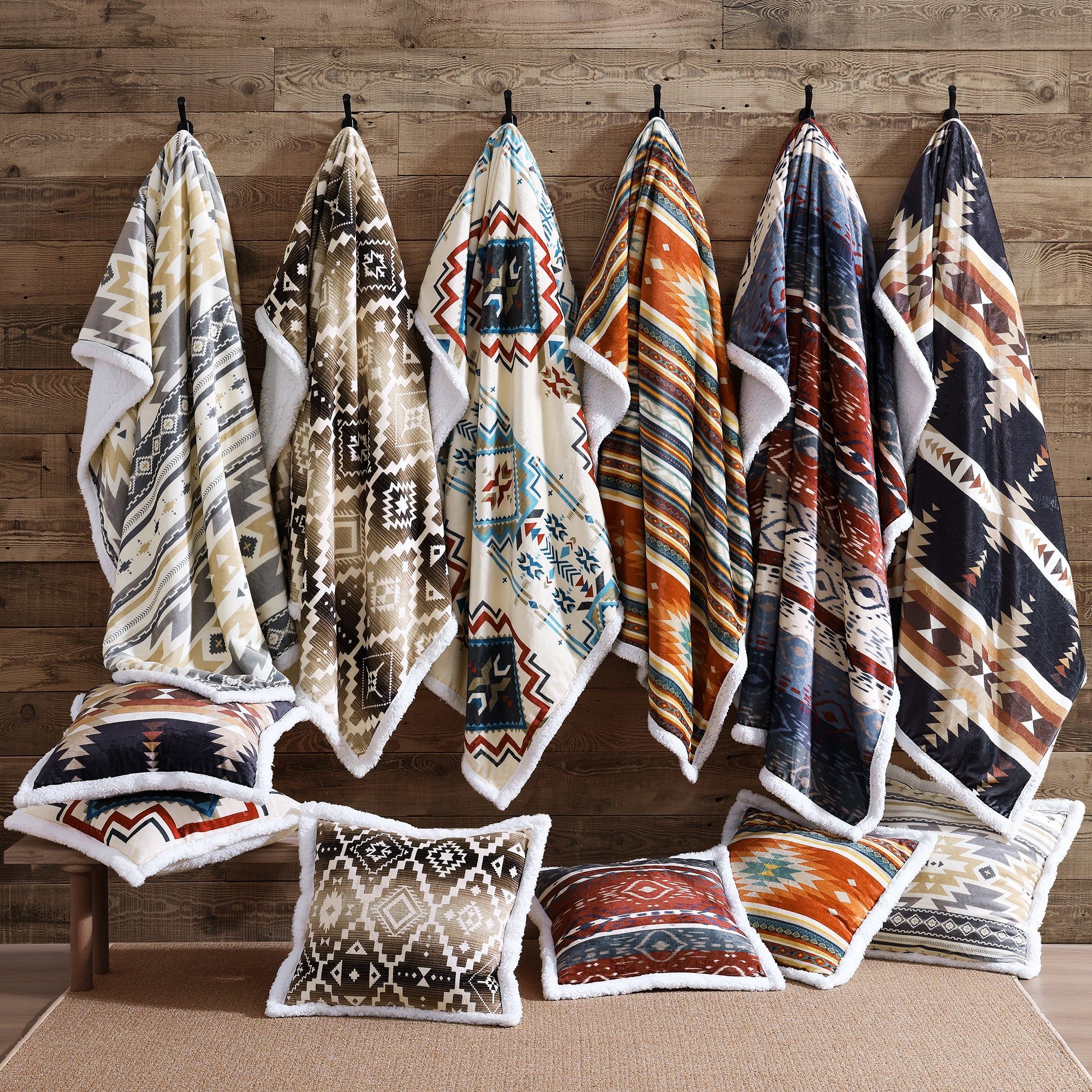 Campfire - Spirit Valley Campfire Sherpa Throw 6 Per Carton - Multi Color
