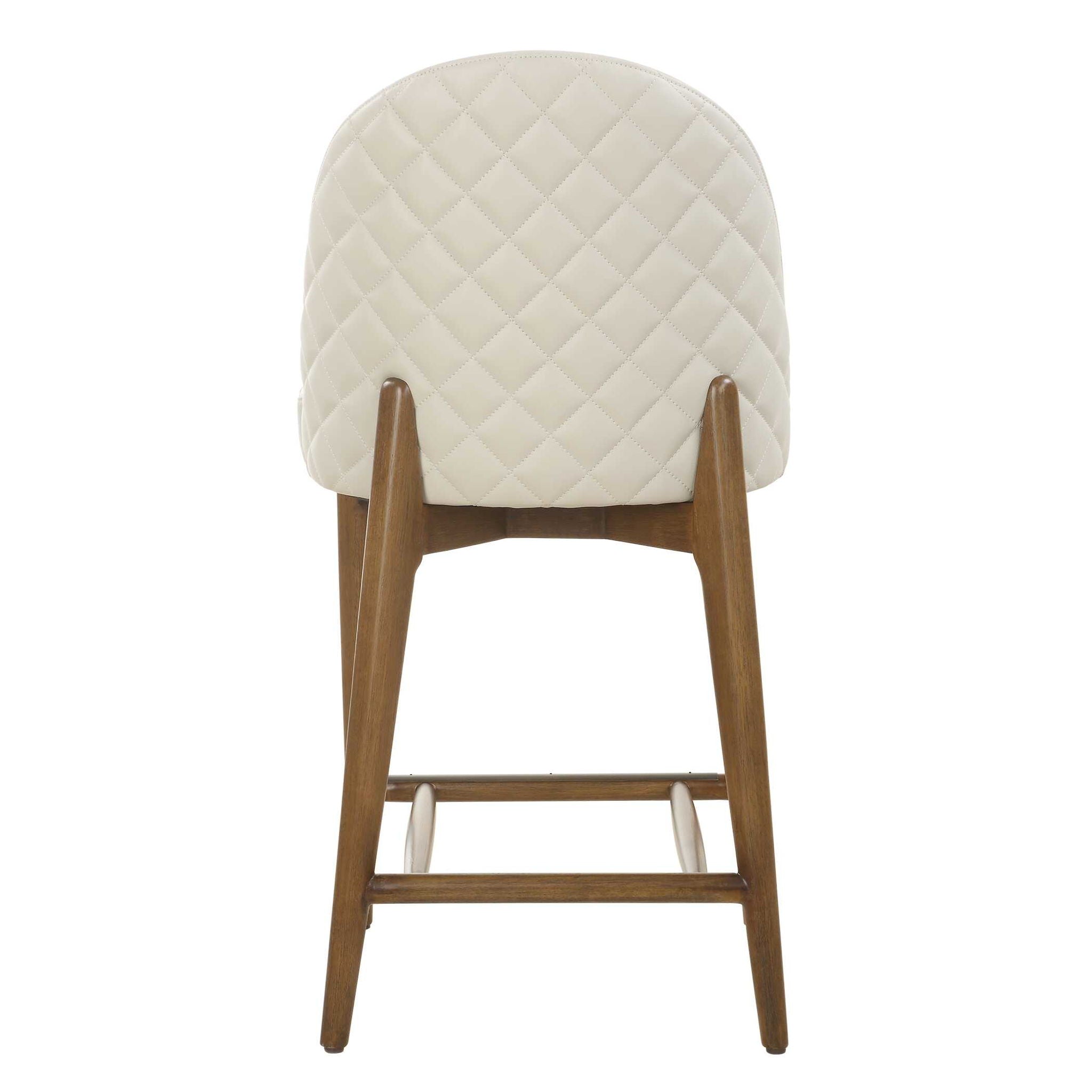 Stitches - Leather Counter Stool - White / Brown