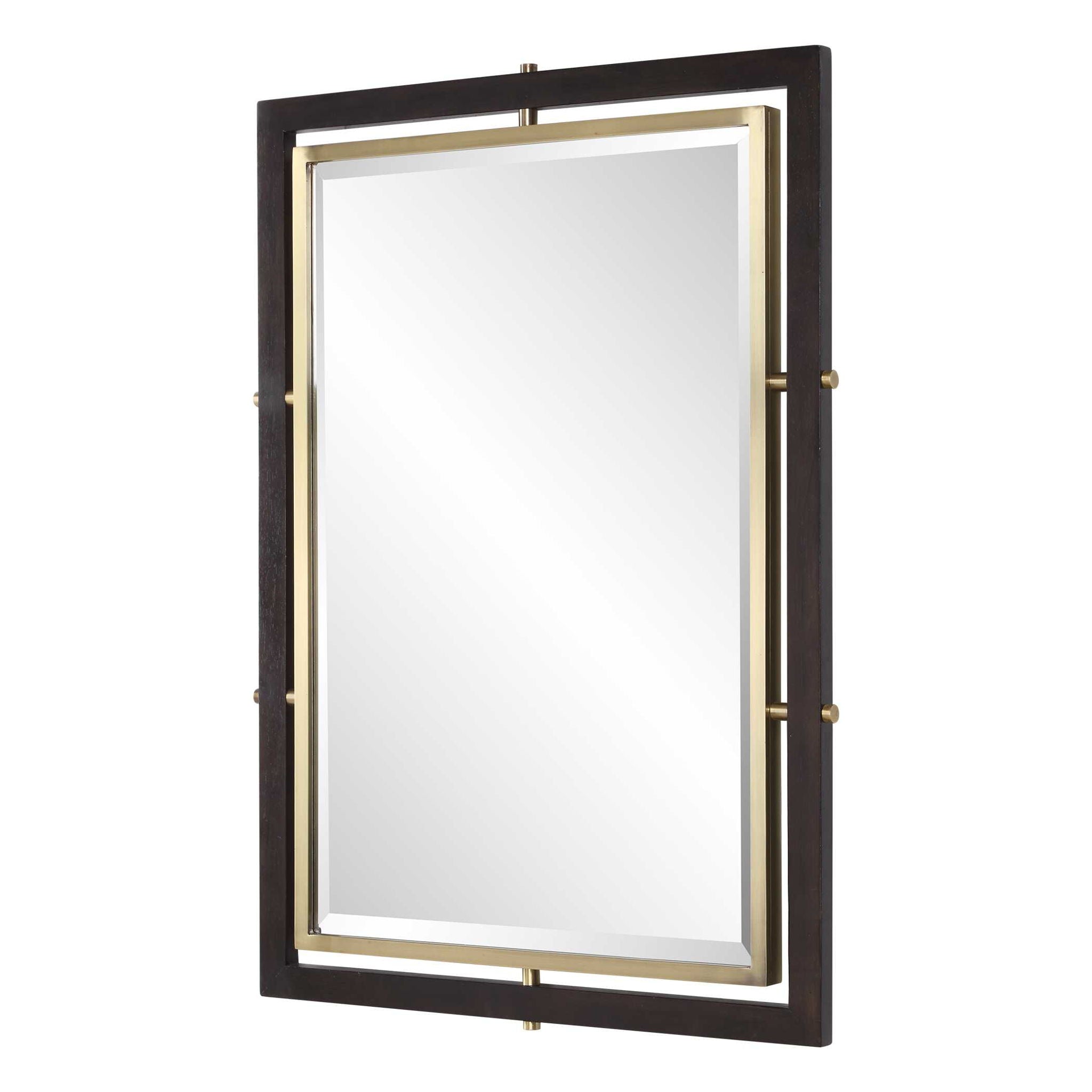 Bach - Rectangle Mirror - Walnut & Brass