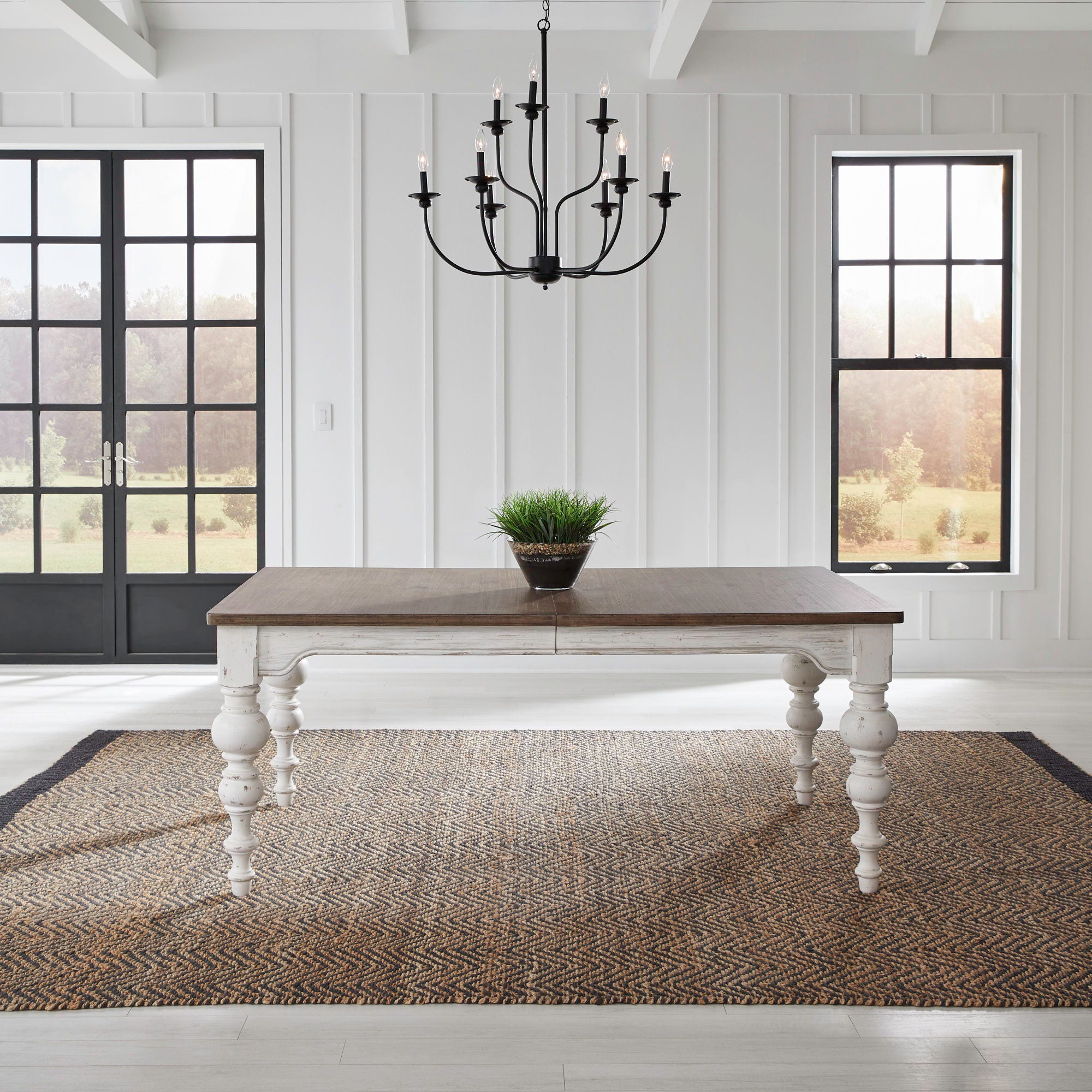 River Place - Rectangular Leg Table - Riverstone White & Tobacco