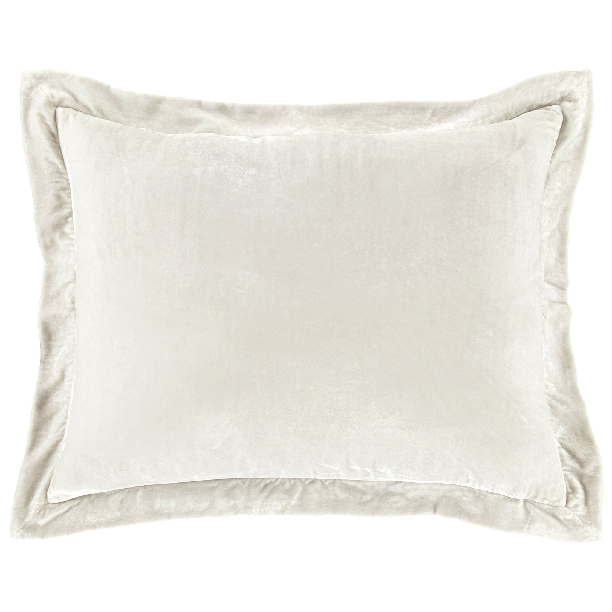 Stella - Faux Silk Velvet Flanged Dutch Euro Pillow - Stone