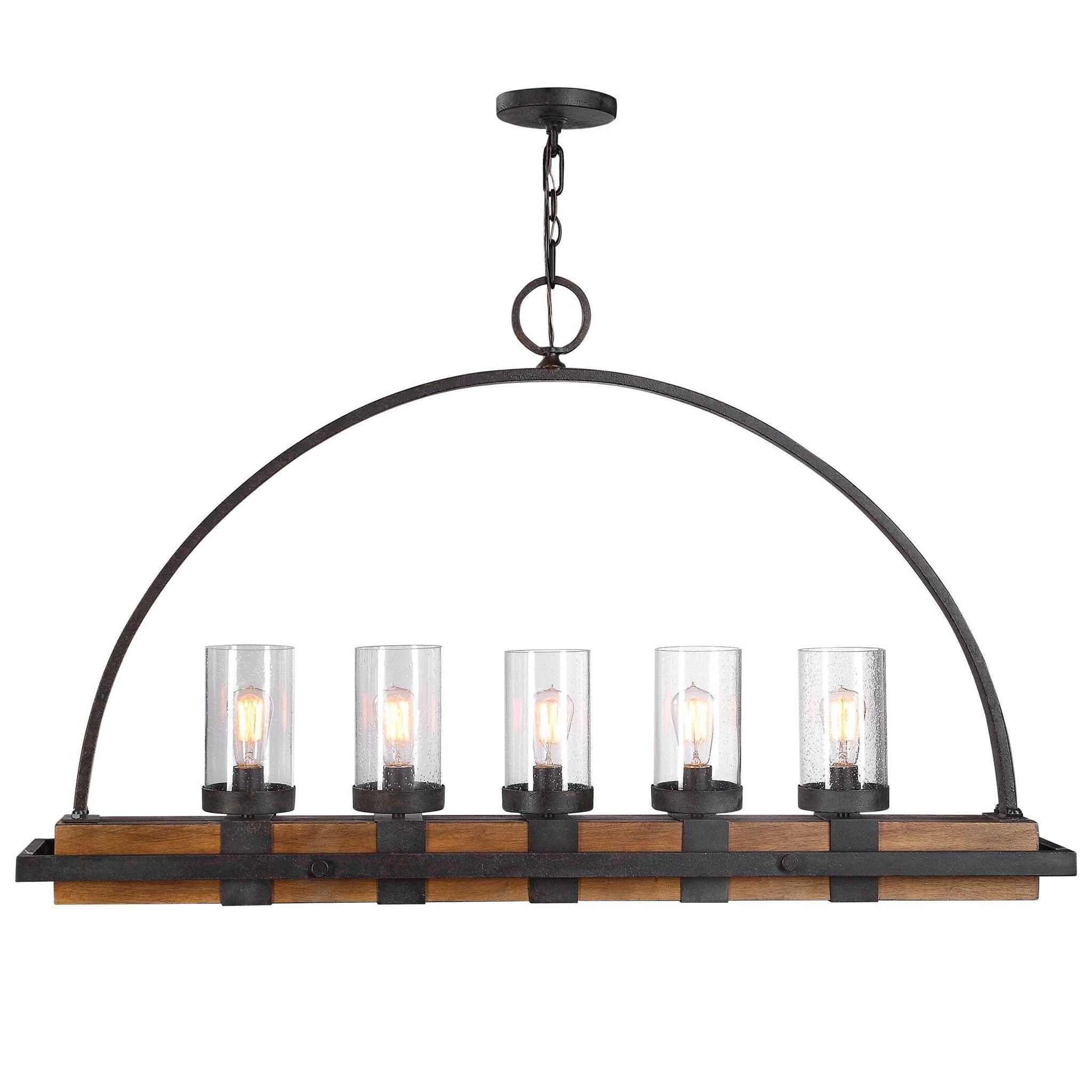 Atwood - 5 Light Rustic Linear Chandelier - Light Brown