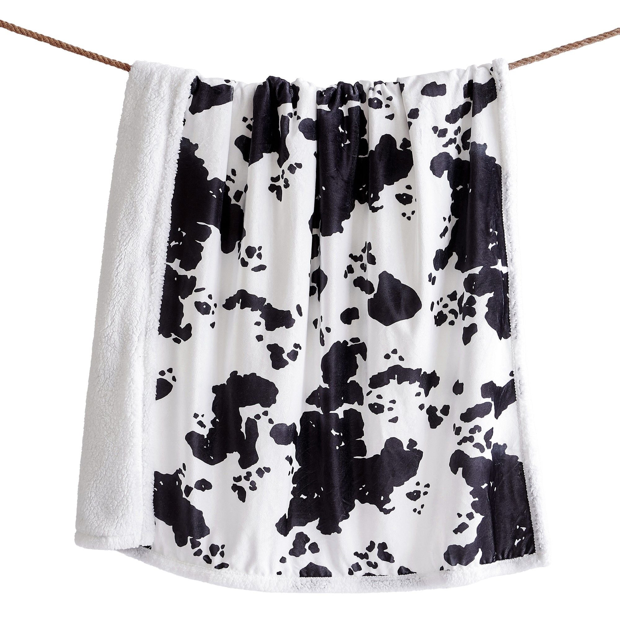 Campfire - Elsa Cowhide Campfire Sherpa Throw 6 Per Carton - Black / White